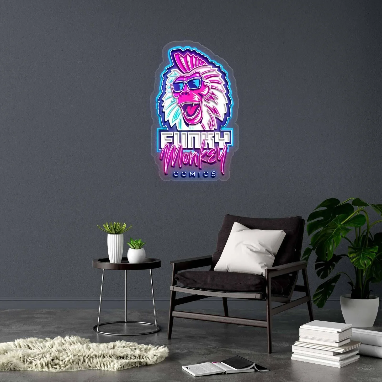 FUNKY MONKEY COMICS - Premium Neon Artwork