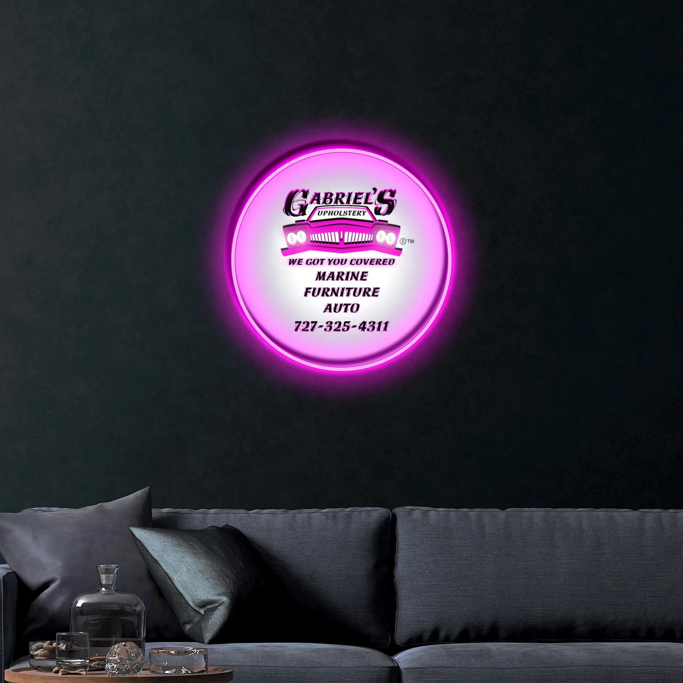 Gabriel's Upholstery – Premium Neon Artwork