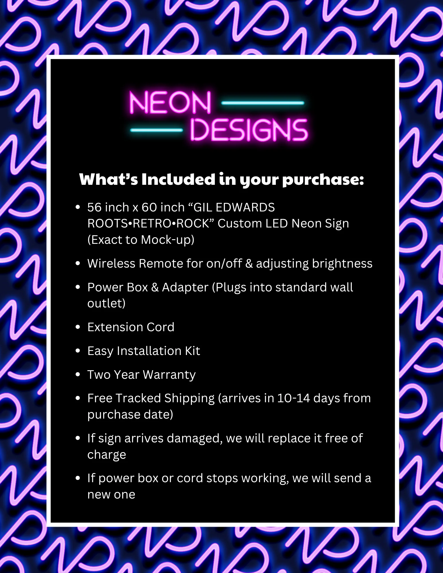 GIL EDWARDS ROOTS•RETRO•ROCK - Premium Neon Artwork - Image 2