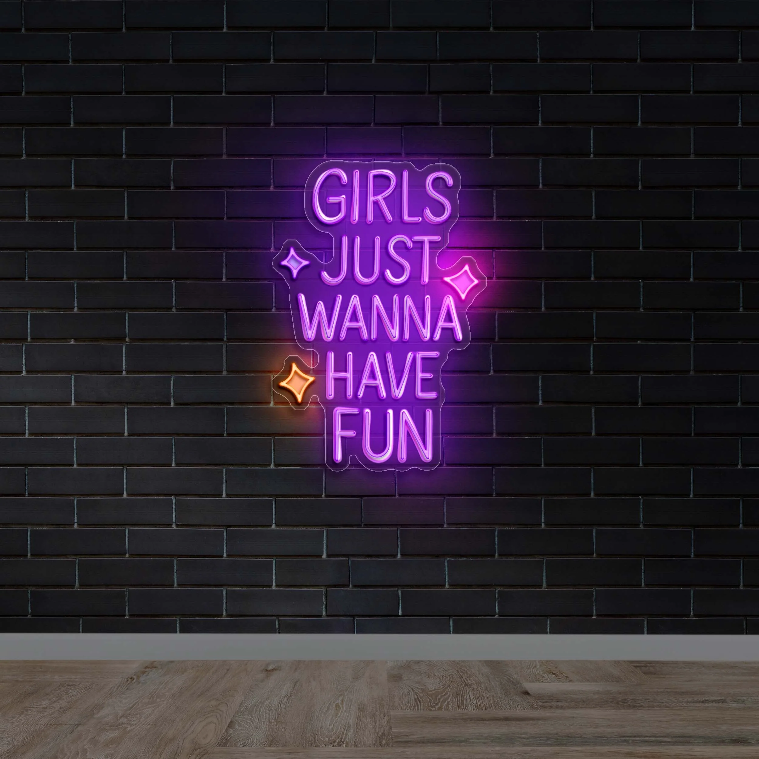GIRLS JUST WANNA HAVE FUN - Premium Neon Artwork