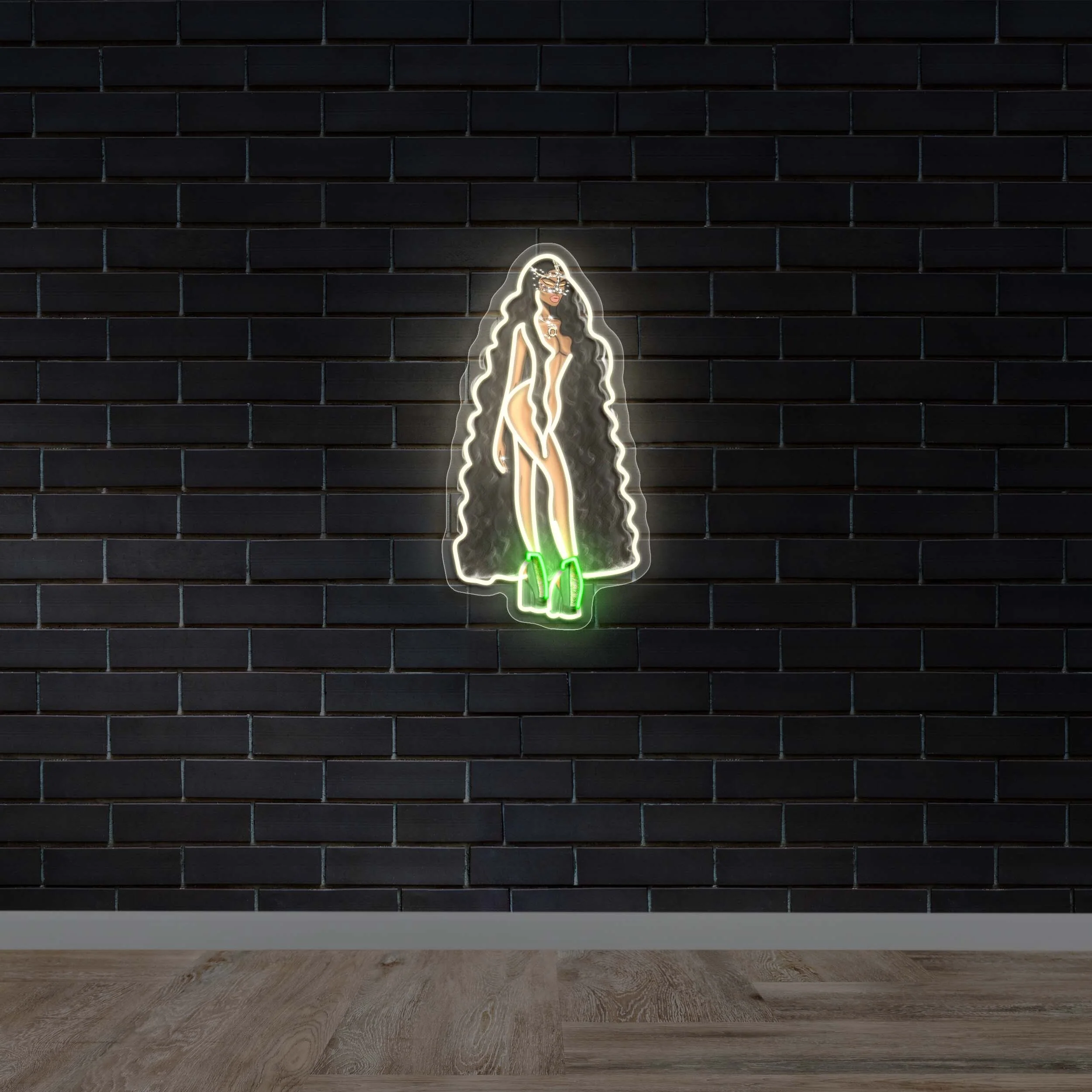 Glam Silhouette Figure - Premium Neon Artwork