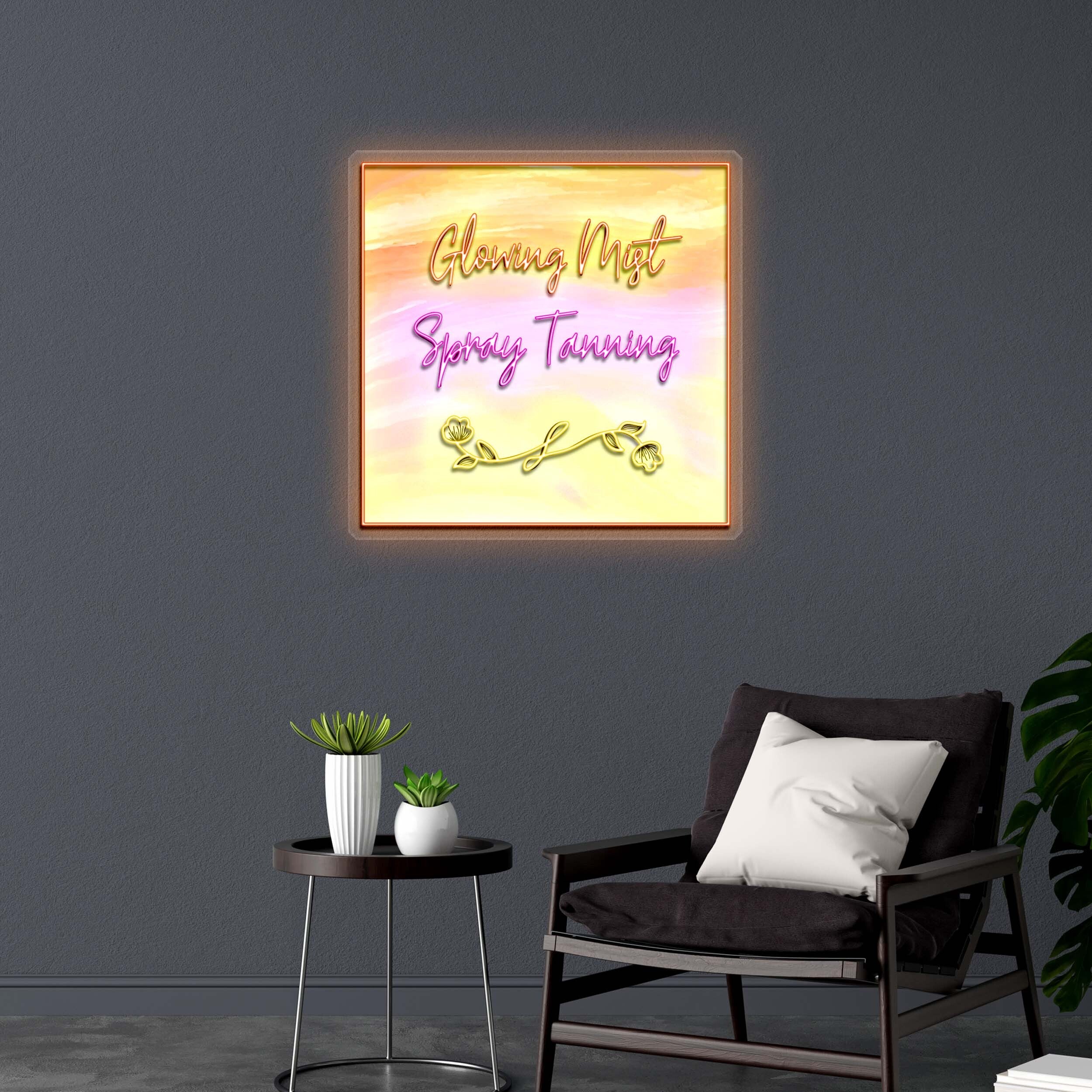 Glowing Mist Spray Tanning - Premium Neon Artwork