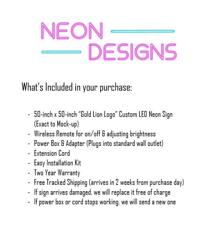 Gold Lion Logo - Premium Neon Artwork - Image 2
