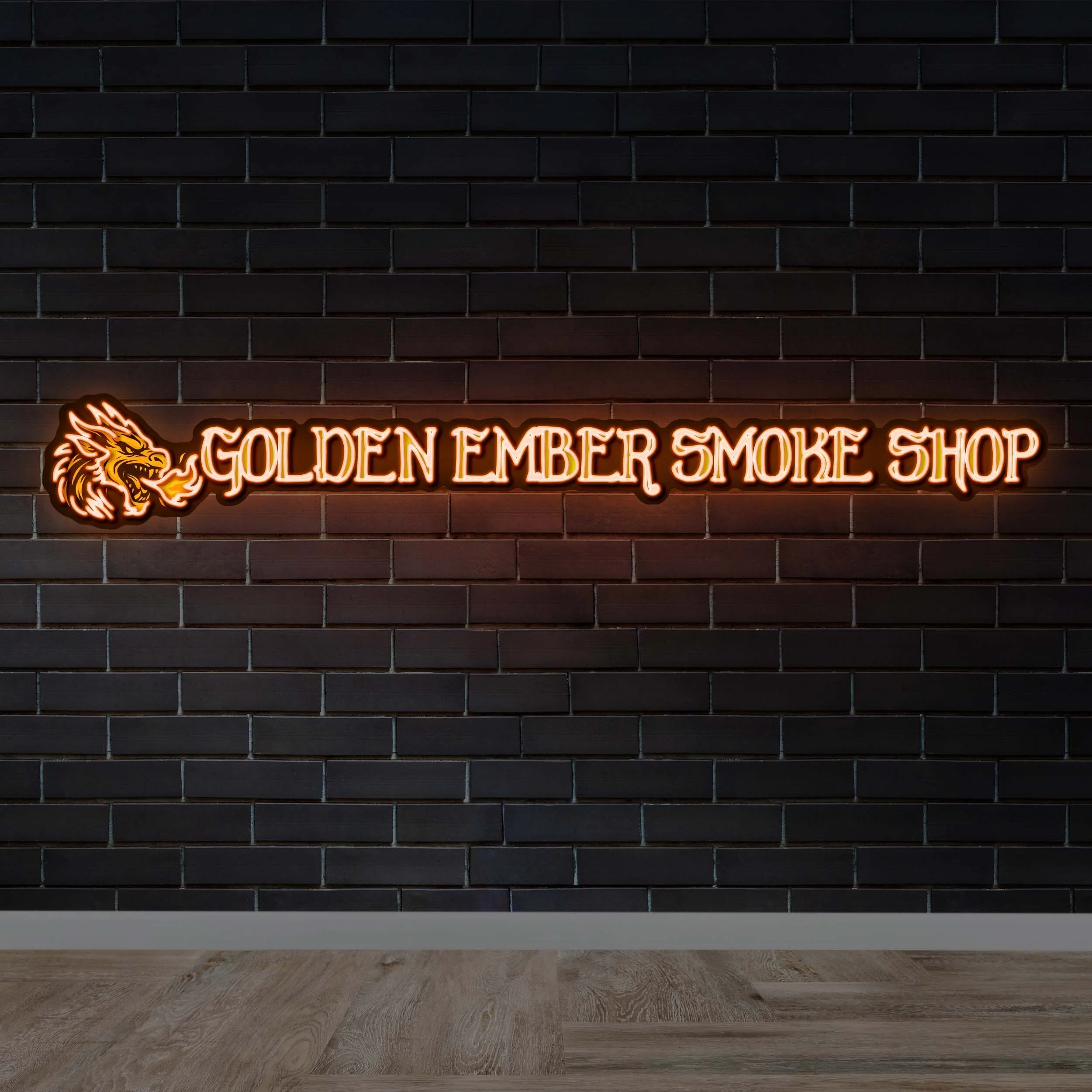 GOLDEN EMBER SMOKE SHOP - Premium Neon Artwork