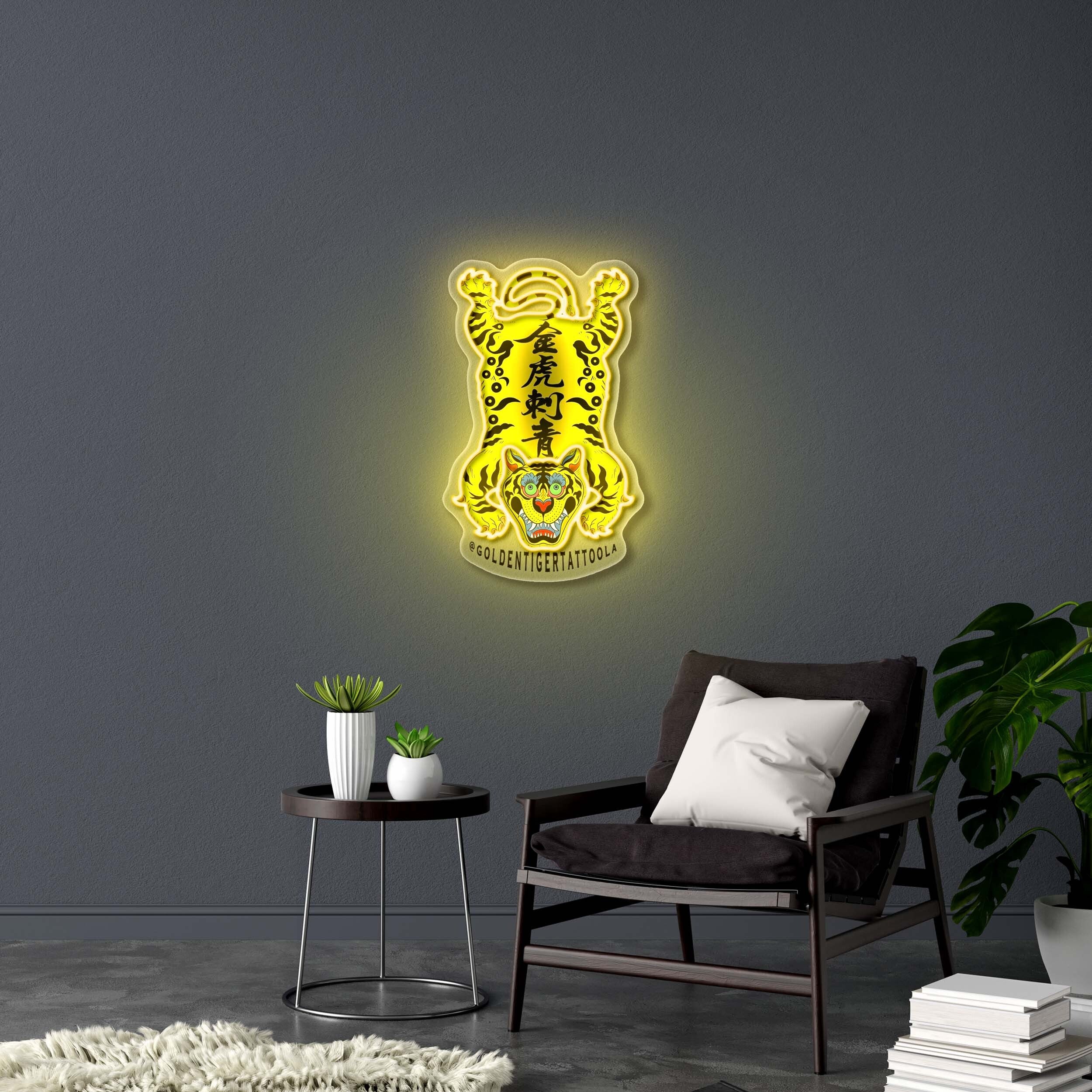 Golden Tiger Tattoo - Premium Neon Artwork