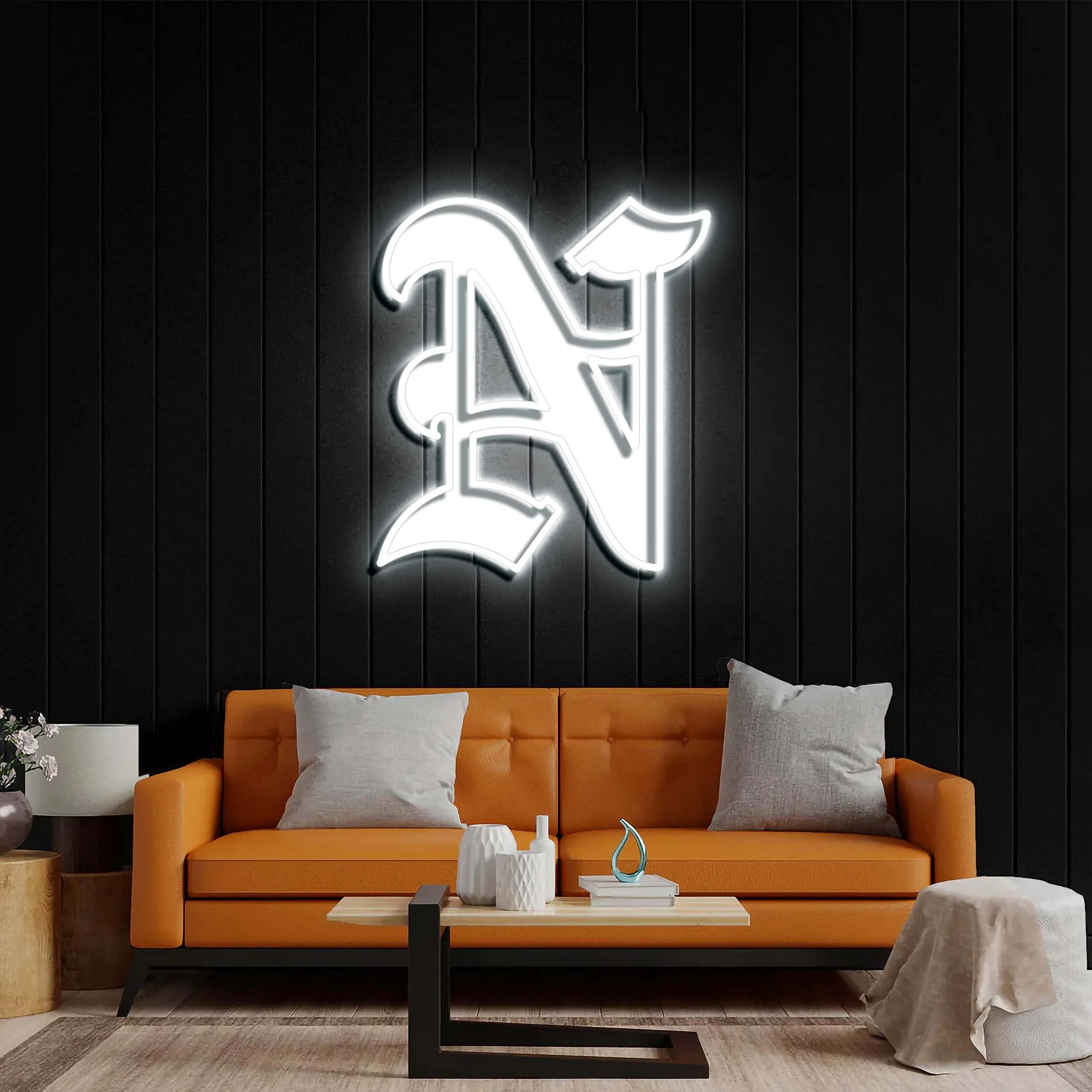 Gothic "N" White - Premium Neon Artwork