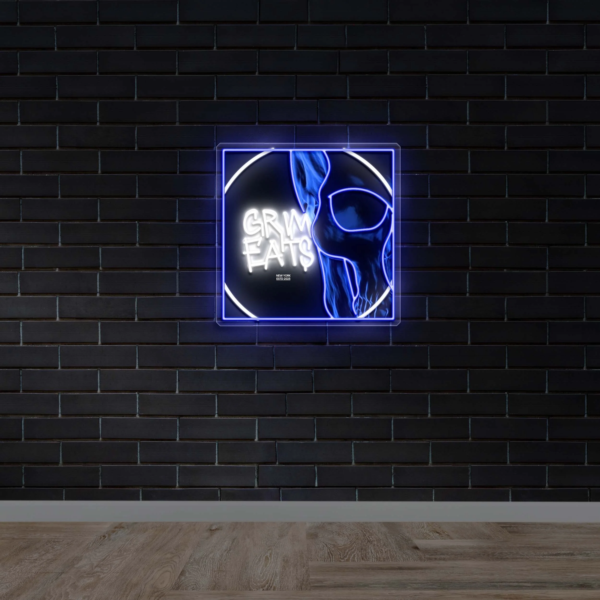 GRIM EATS SKULL LOGO - Premium Neon Artwork