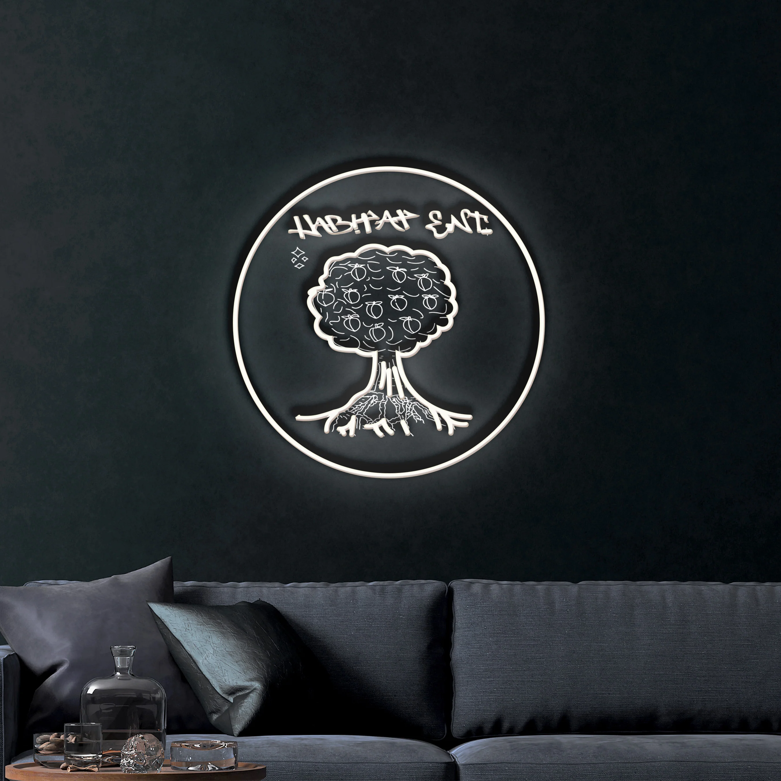 HABHAP EAST (circle border) – Premium Neon Artwork
