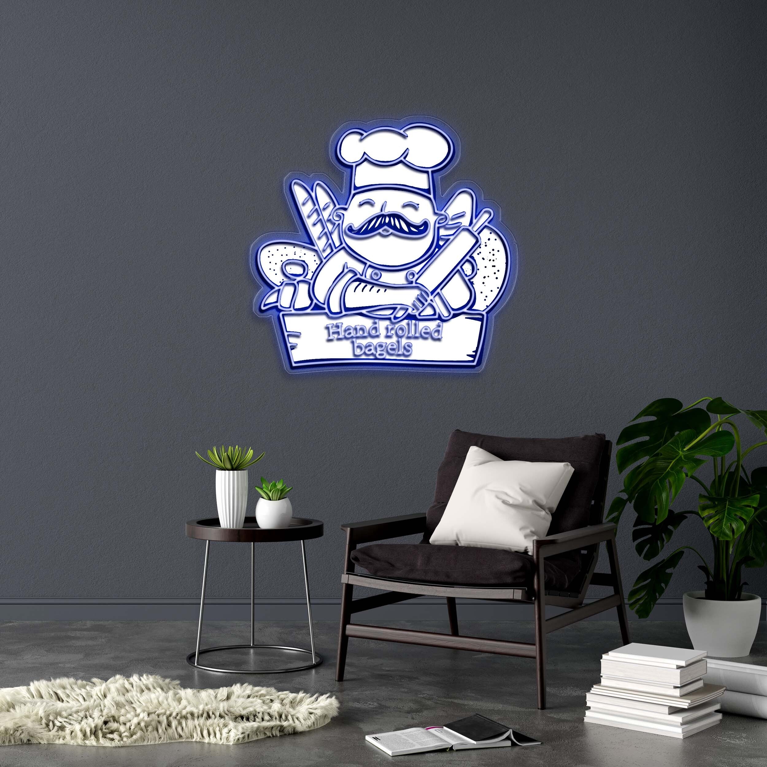 Hand rolled bagels - Premium Neon Artwork