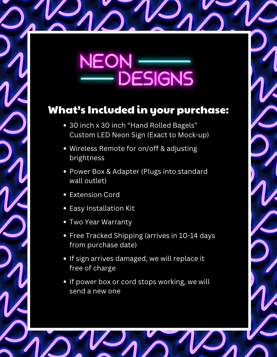 Hand rolled bagels - Premium Neon Artwork - Image 3