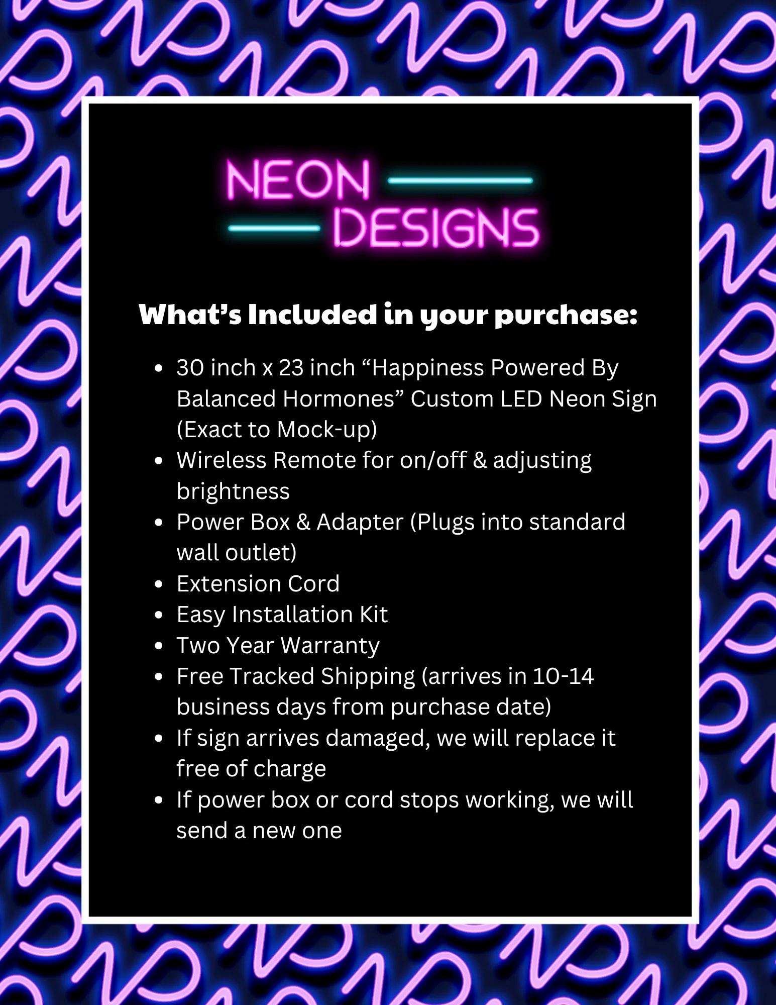 Happiness Powered By Balanced Hormones - Premium Neon Artwork - Image 2