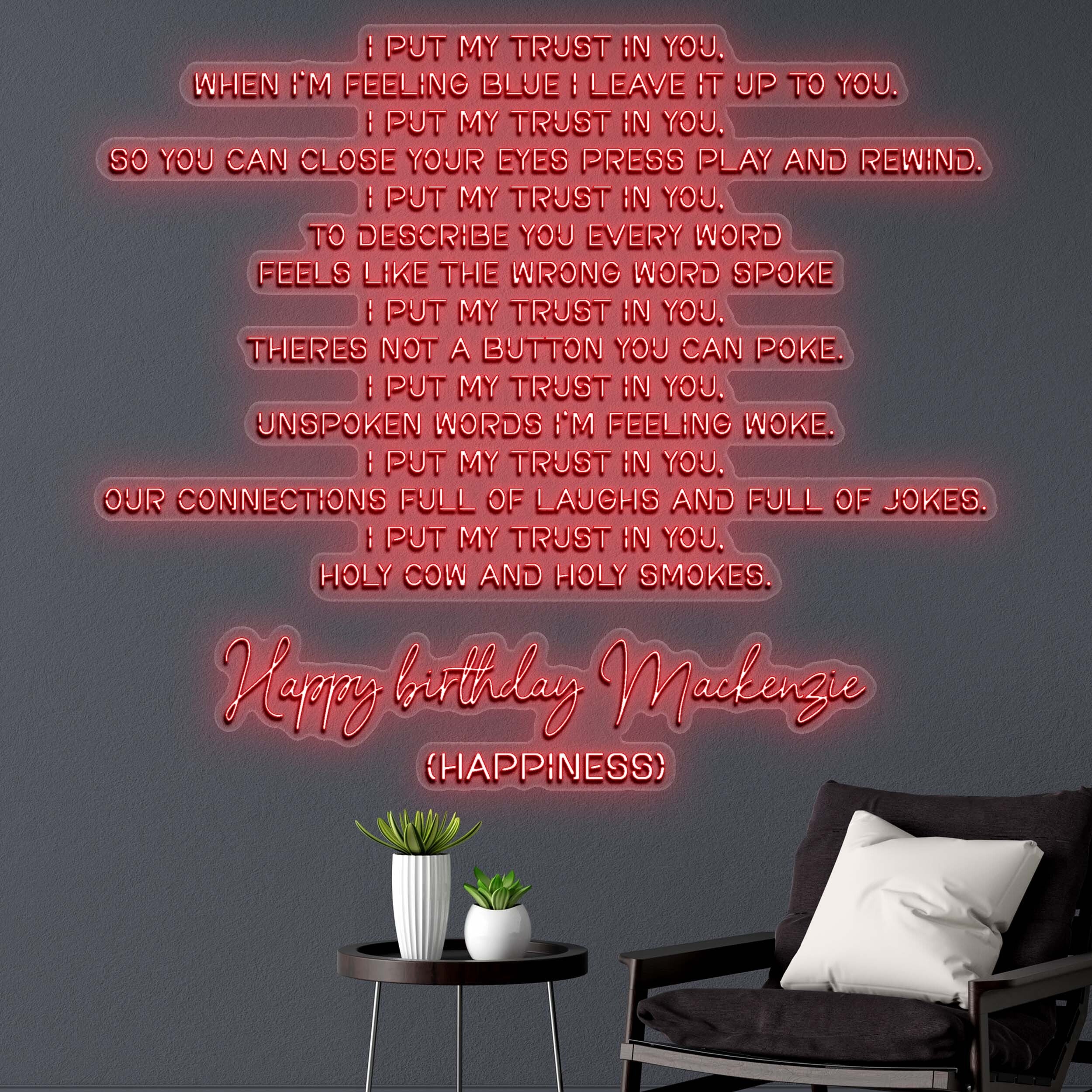 Happy Birthday Mackenzie - Premium Neon Artwork