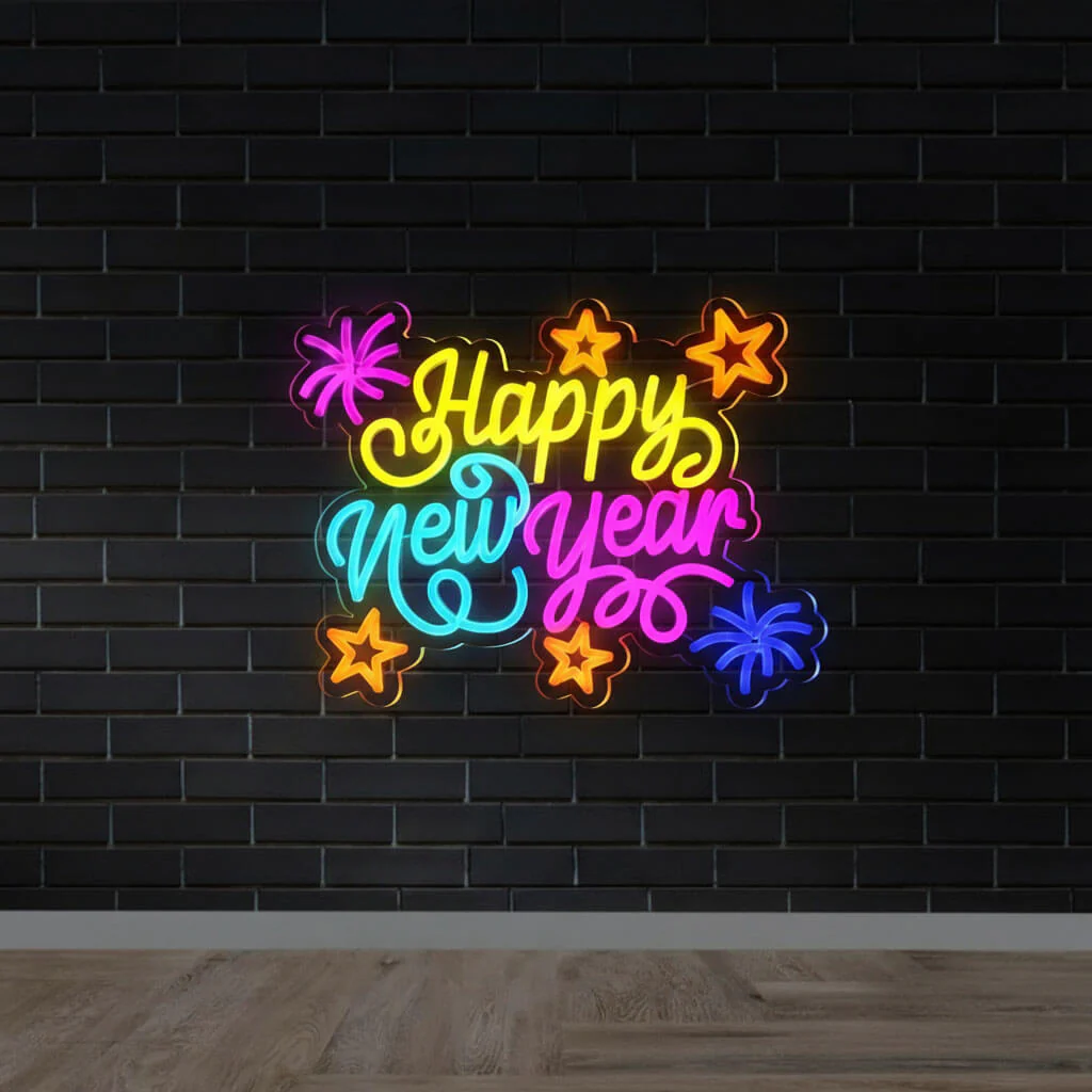 Happy New Year Fireworks & Stars - Events Decor LED Neon Sign - Image 3