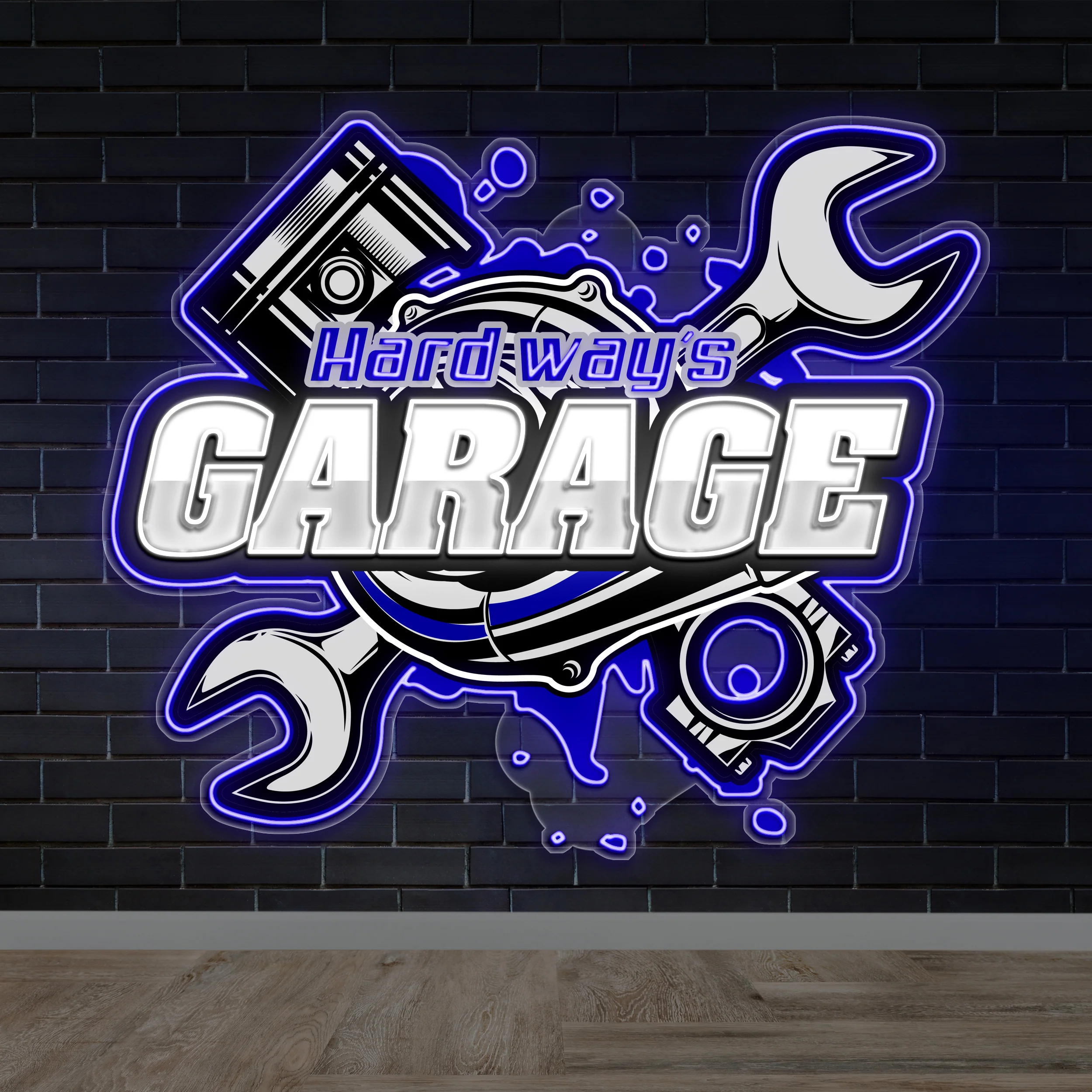 Hard Way's Garage - Premium Neon Artwork