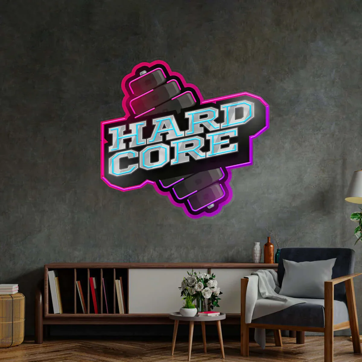 Hardcore Dumbbell - Premium Neon Artwork - Image 3