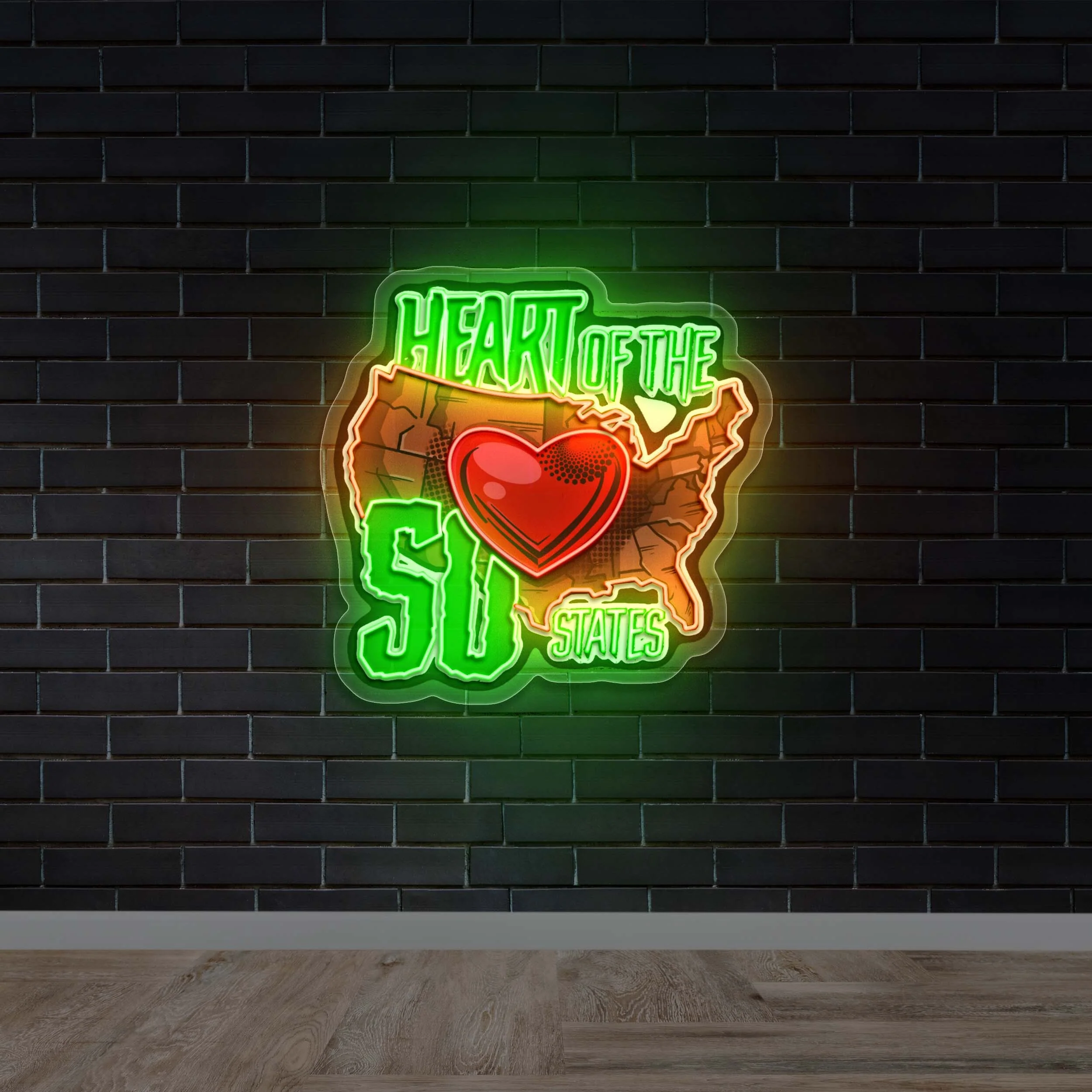 Heart of the 50 States - Premium Neon Artwork