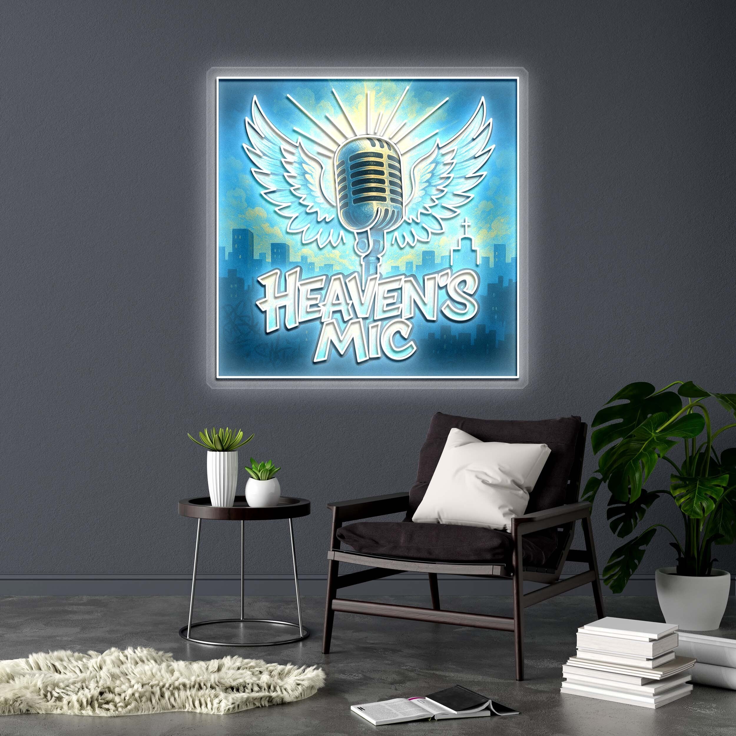 HEAVEN'S MIC - Premium Neon Artwork