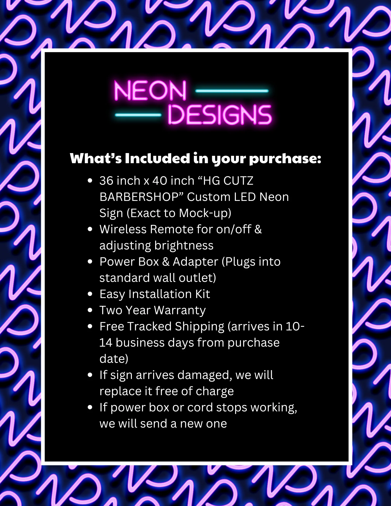 HG CUTZ BARBERSHOP - Premium Neon Artwork - Image 2