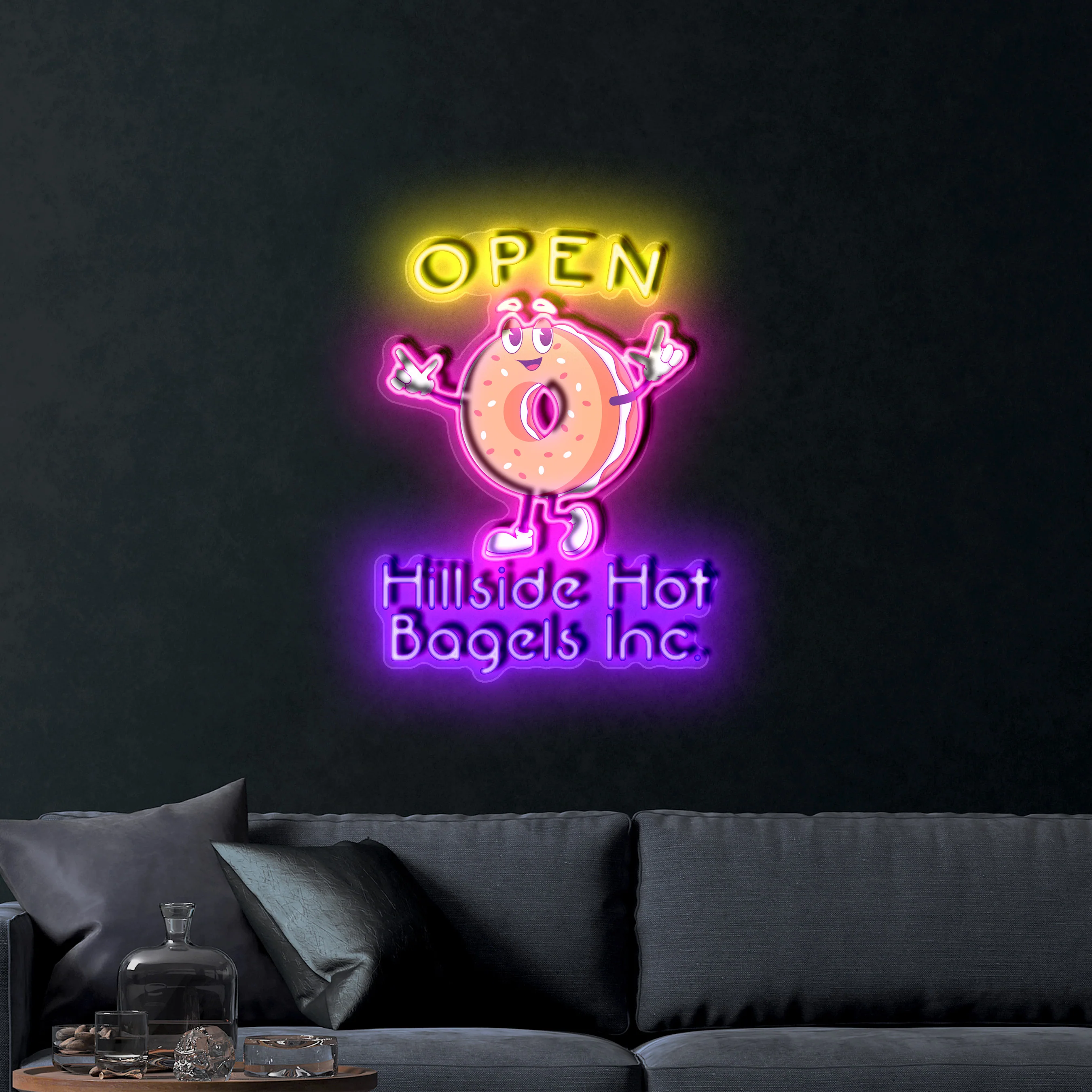 Hillside Hot Bagels Inc. – Premium Neon Artwork - Image 3