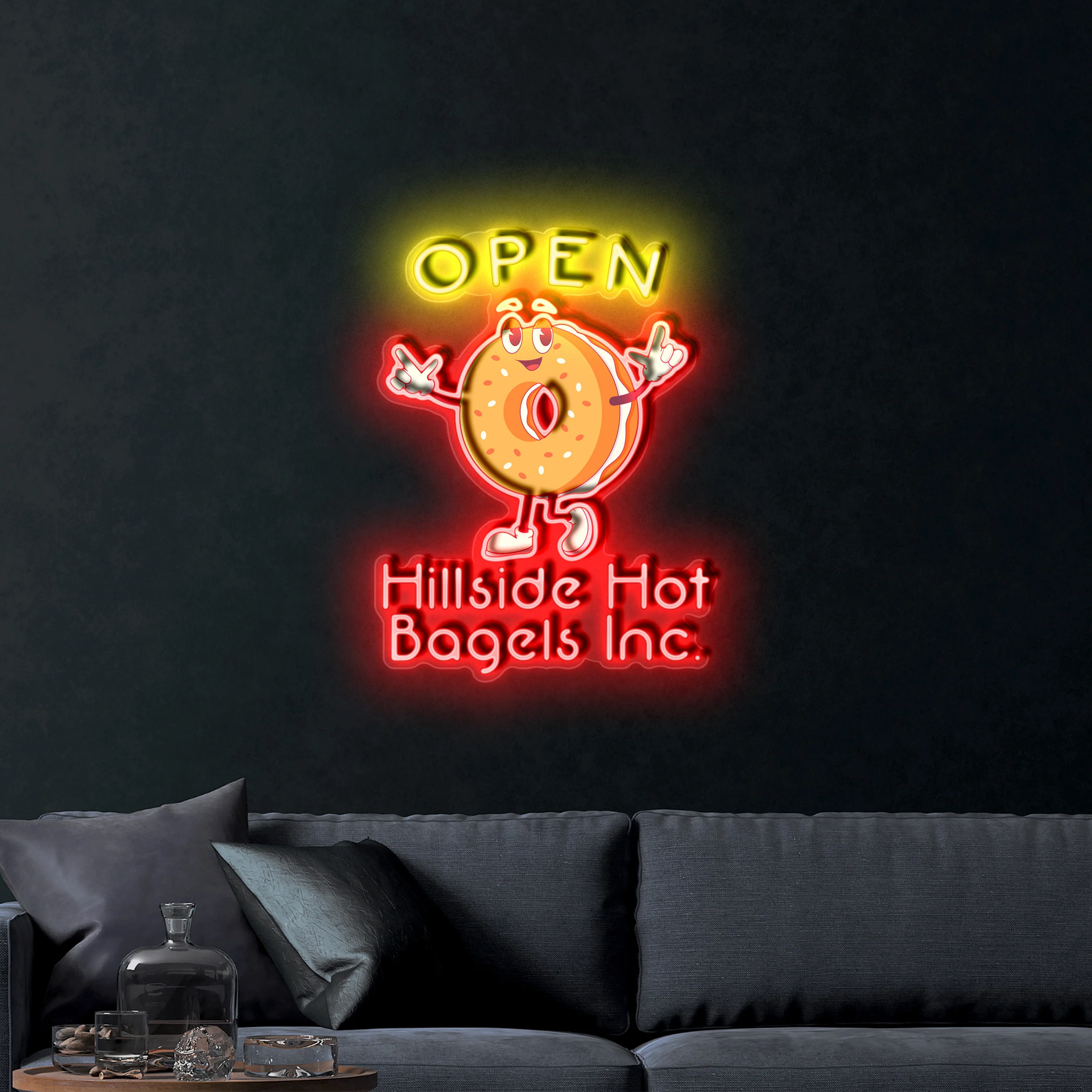 Hillside Hot Bagels Inc. – Premium Neon Artwork - Image 4