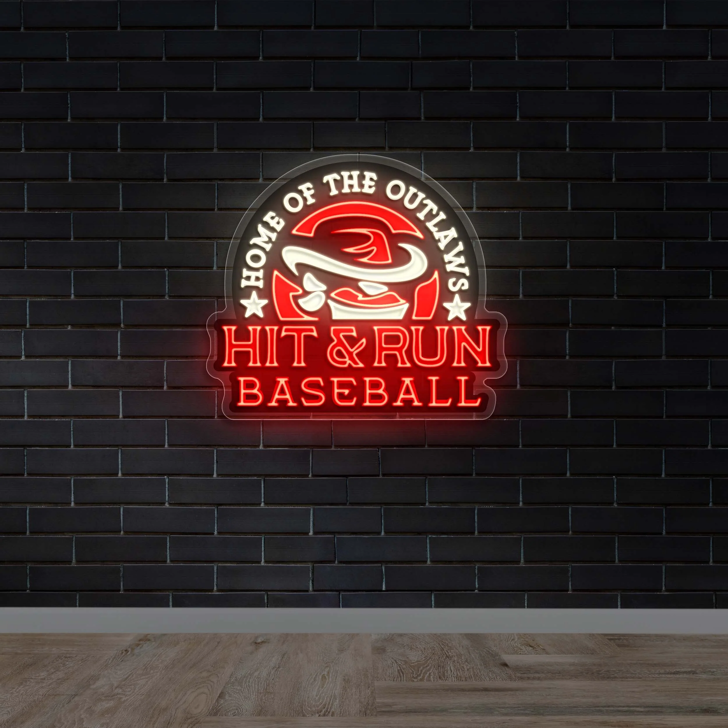 Hit & Run Baseball - Premium Neon Artwork