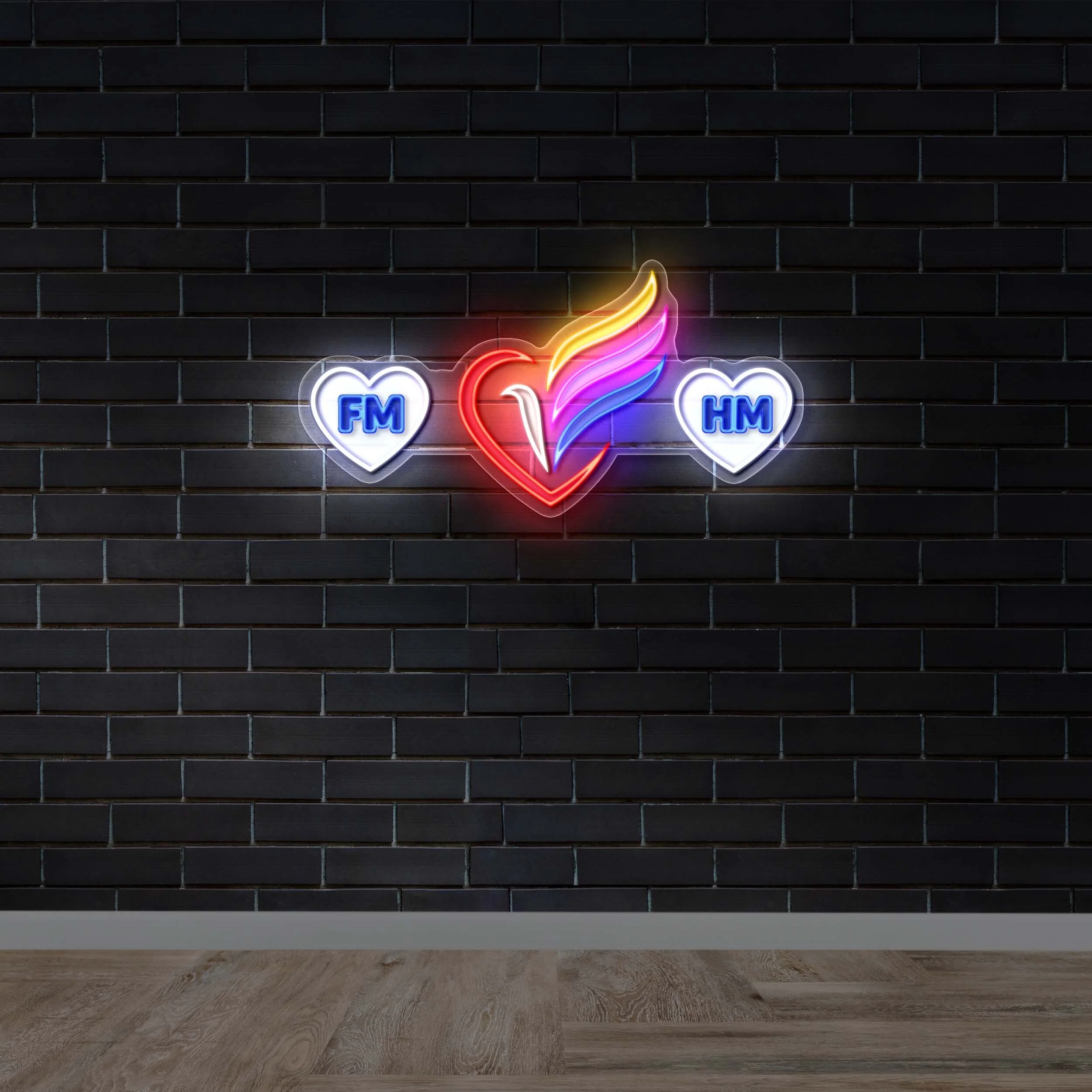 HM & FM Memorial Heart - Premium Neon Artwork