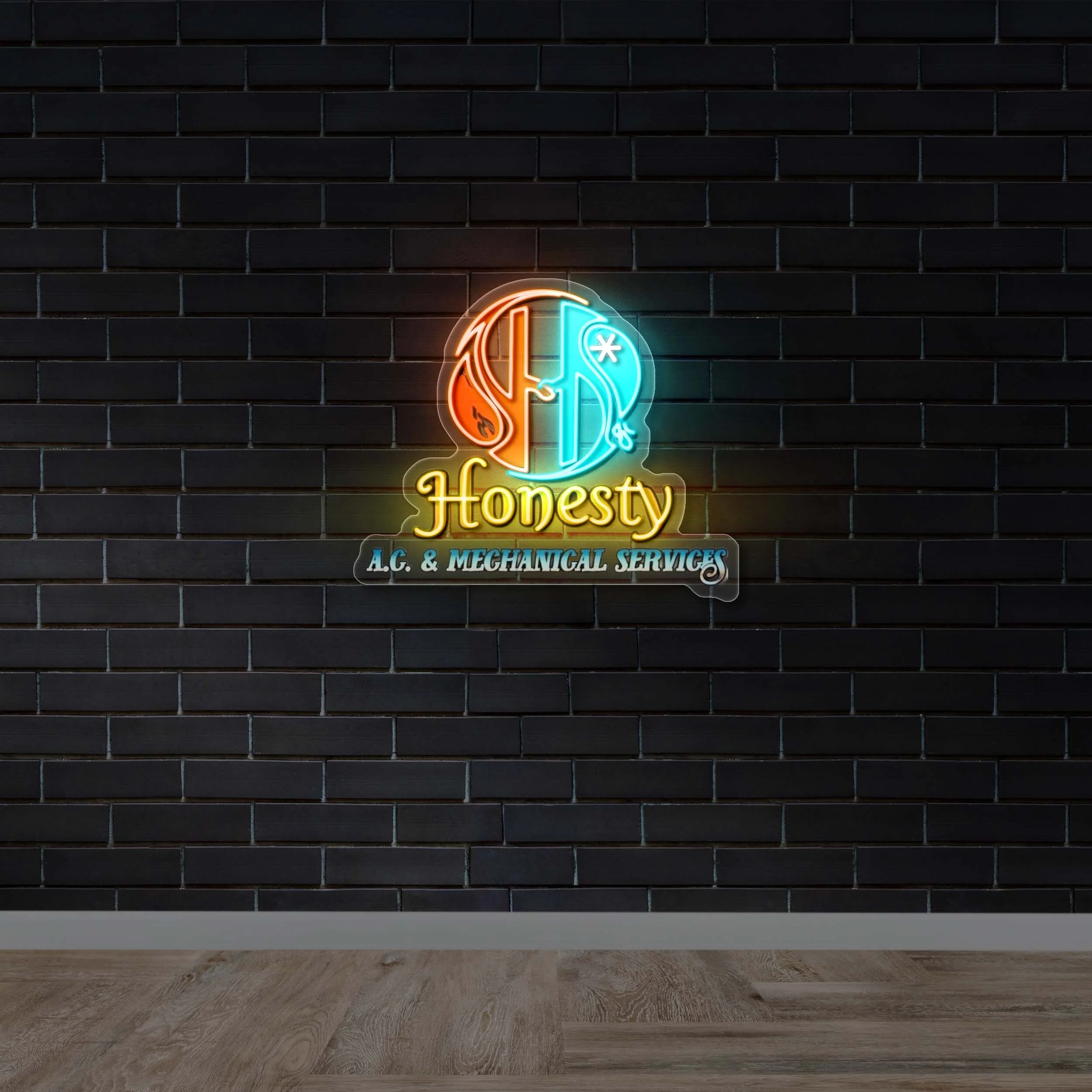 Honesty A.C & MECHANICAL SERVICES - Premium Neon Artwork