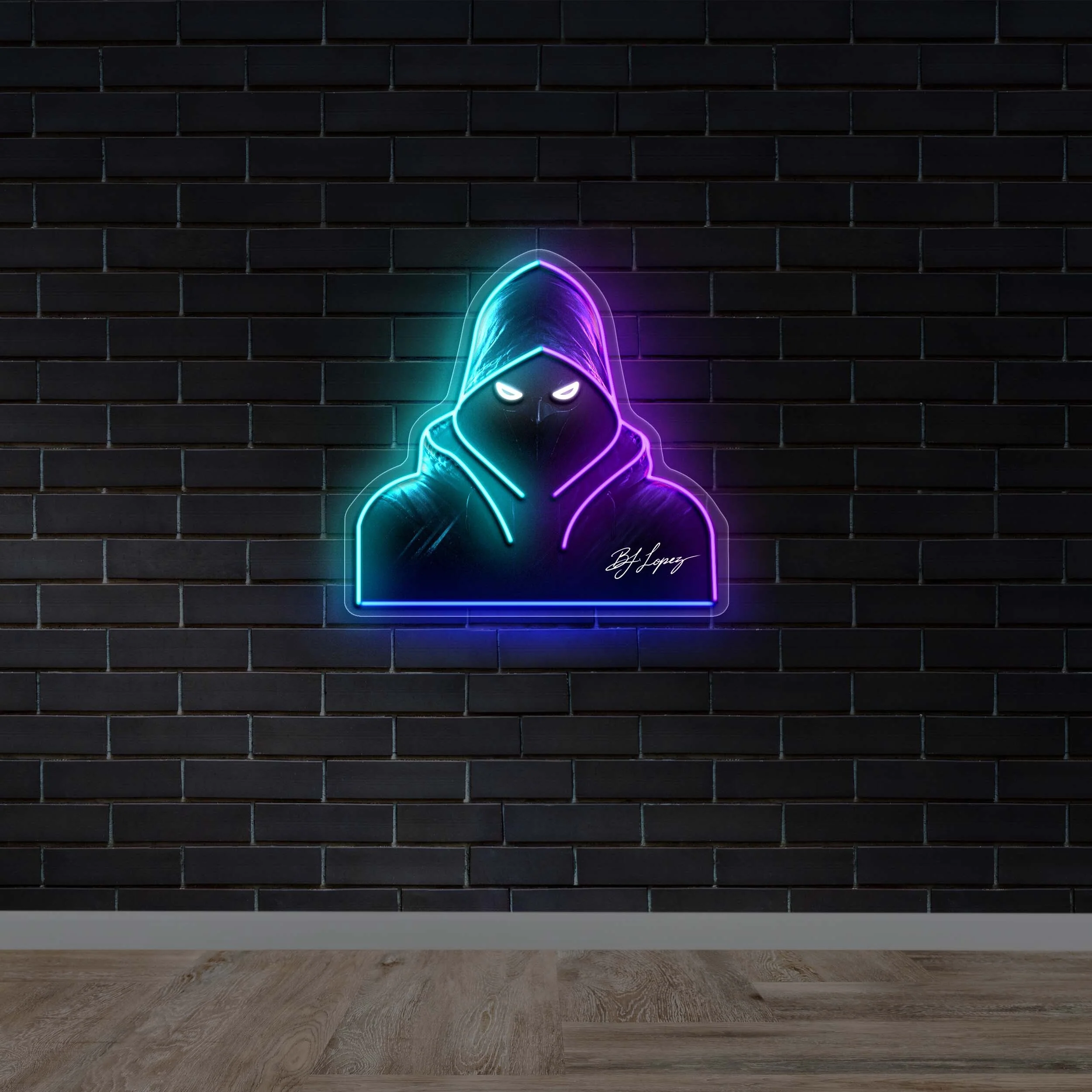 Hooded figure - Premium Neon Artwork