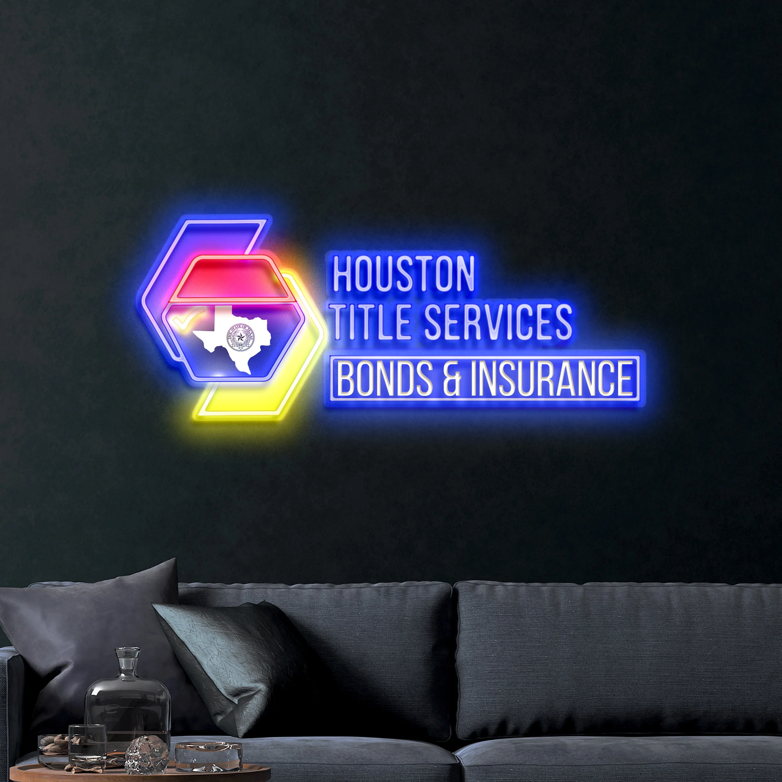 Houston Title Service Insurance – Premium Neon Artwork