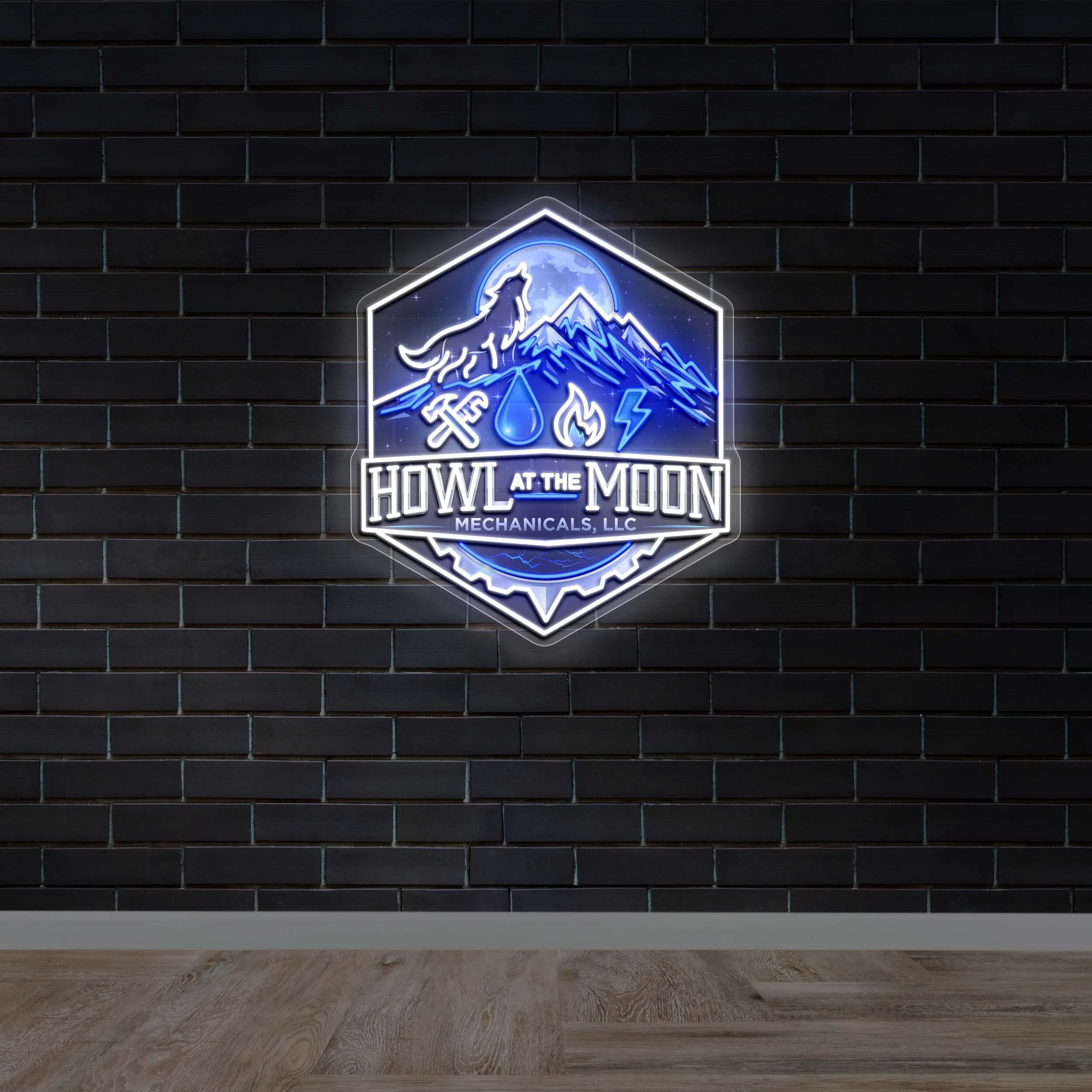 Howl at the Moon Mechanicals - Premium Neon Artwork