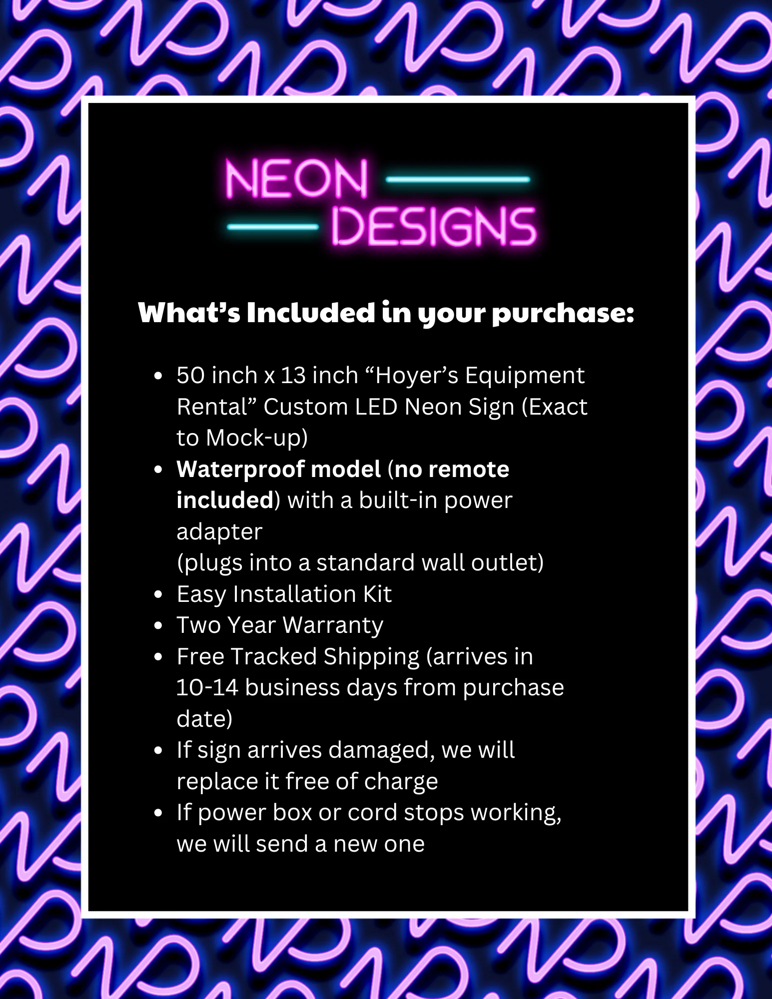 Hoyer’s Equipment Rental - Premium Neon Artwork - Image 2