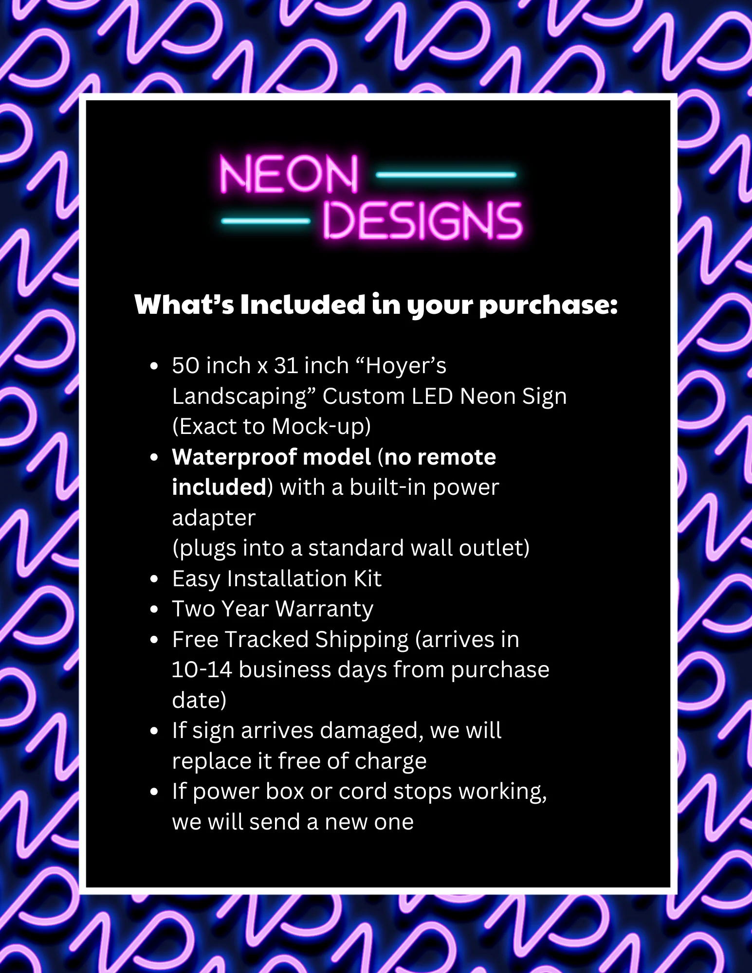 Hoyer’s Landscaping - Premium Neon Artwork - Image 2