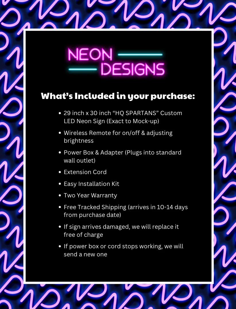 HQ SPARTANS - Premium Neon Artwork - Image 2