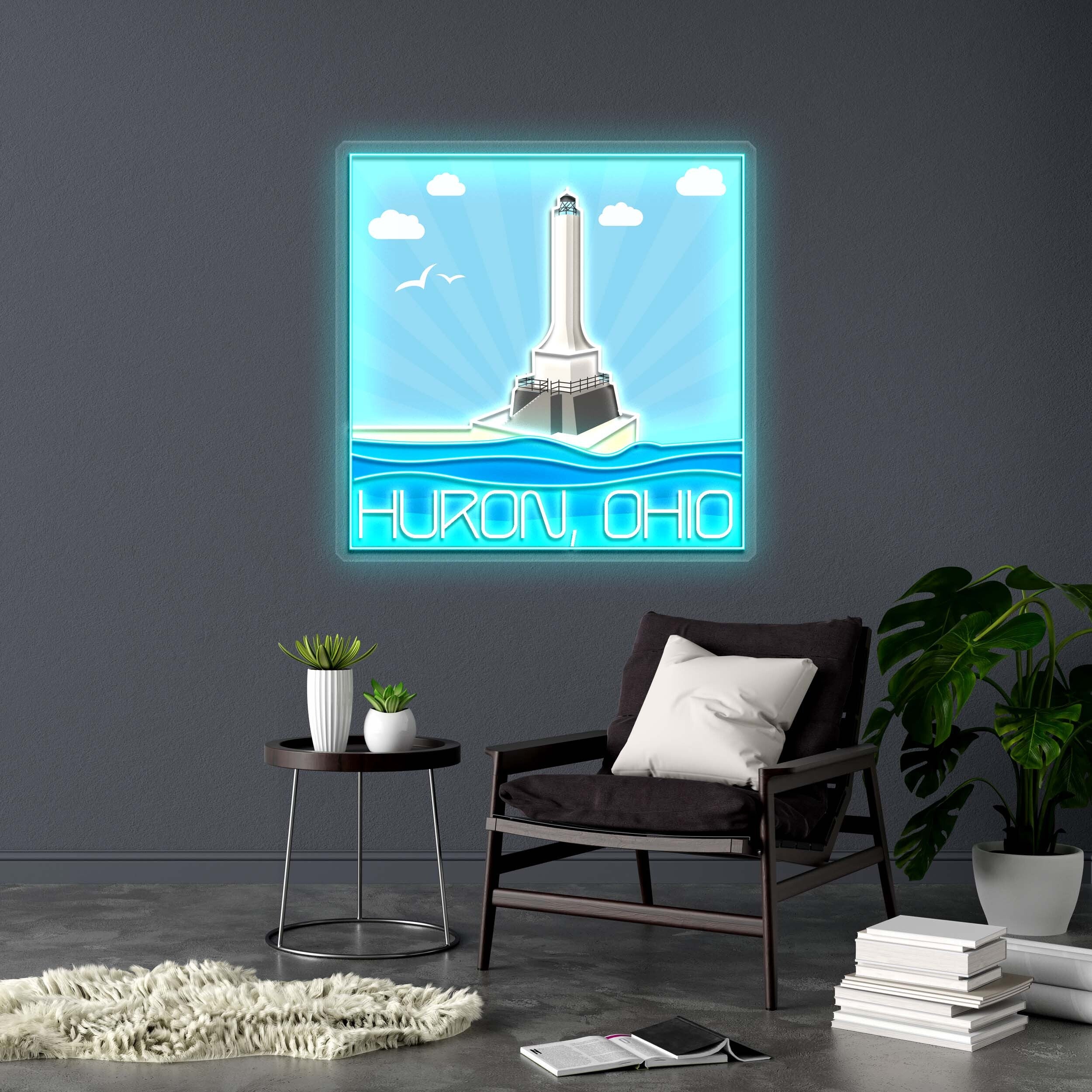 HURON, OHIO - Premium Neon Artwork