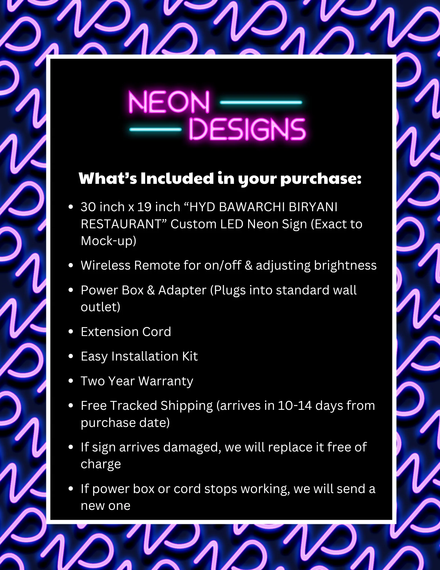 HYD BAWARCHI BIRYANI RESTAURANT - Premium Neon Artwork - Image 2