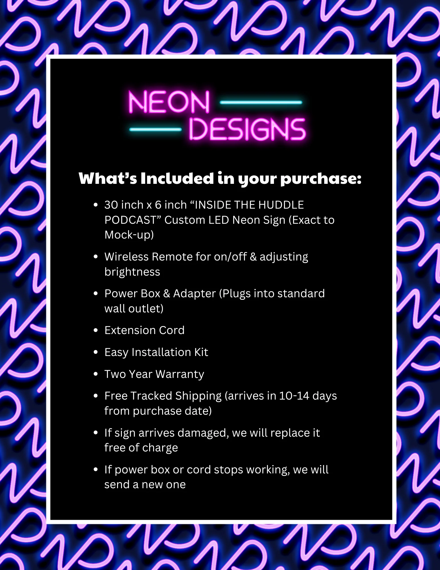INSIDE THE HUDDLE PODCAST - Premium Neon Artwork - Image 2