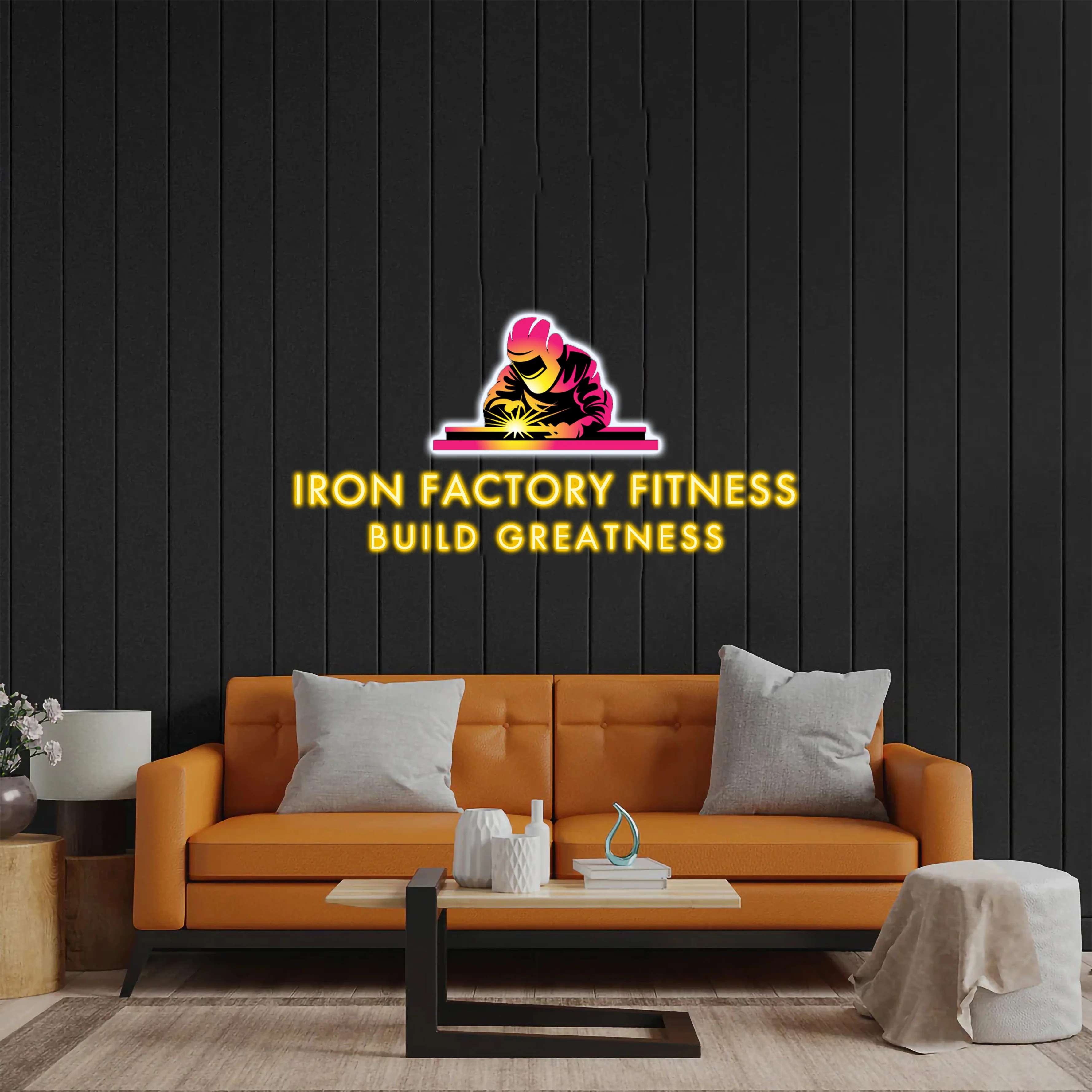 Iron Factory Fitness - Premium Neon Artwork