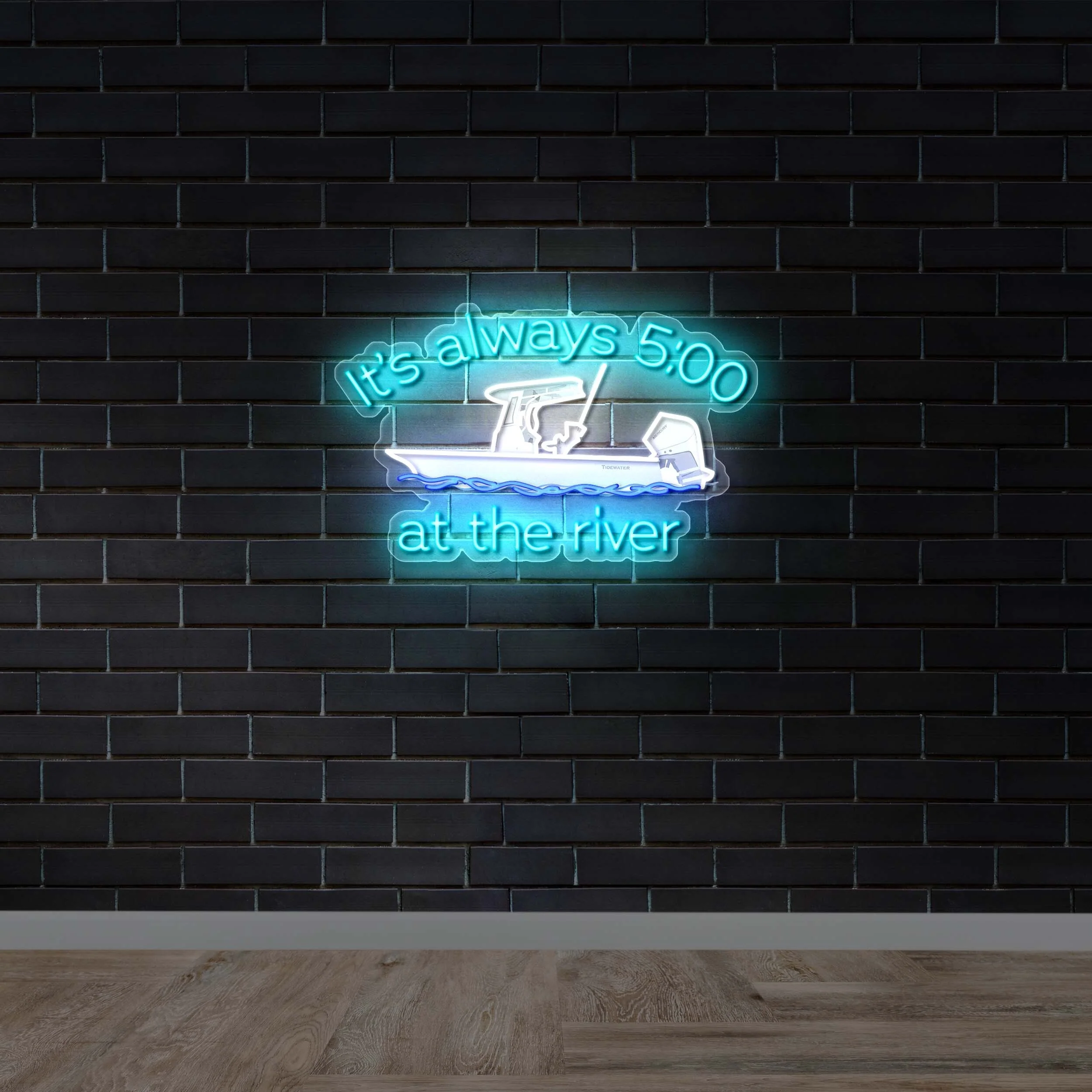 It's always 5:00 at the river - Premium Neon Artwork