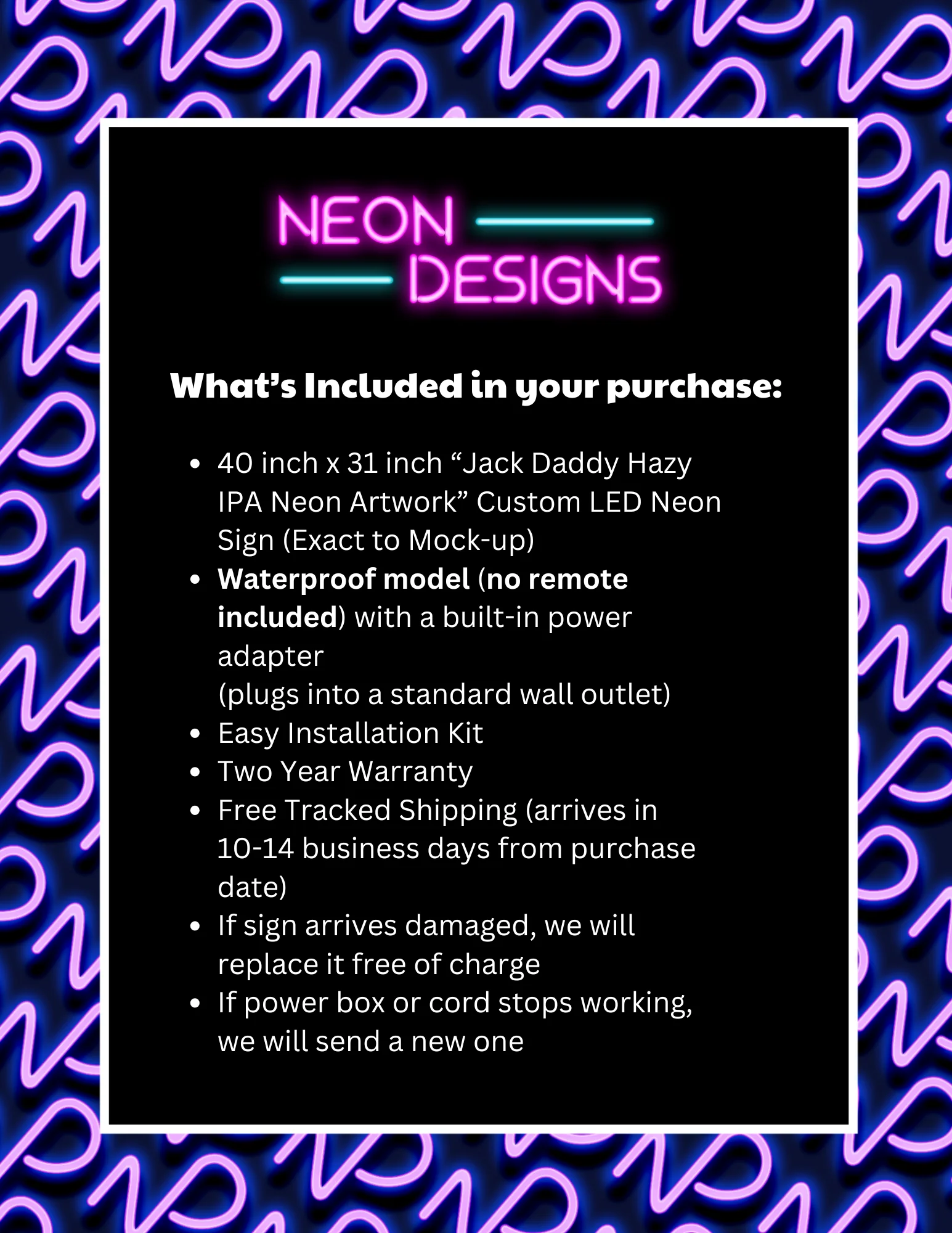 Jack Daddy Hazy IPA Neon Artwork - Premium Neon Artwork - Image 2