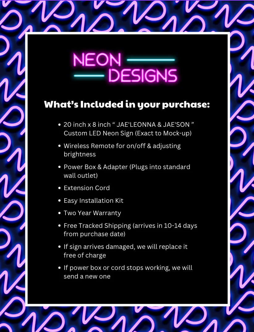 JAE'LEONNA & JAE'SON - Premium Neon Artwork - Image 2