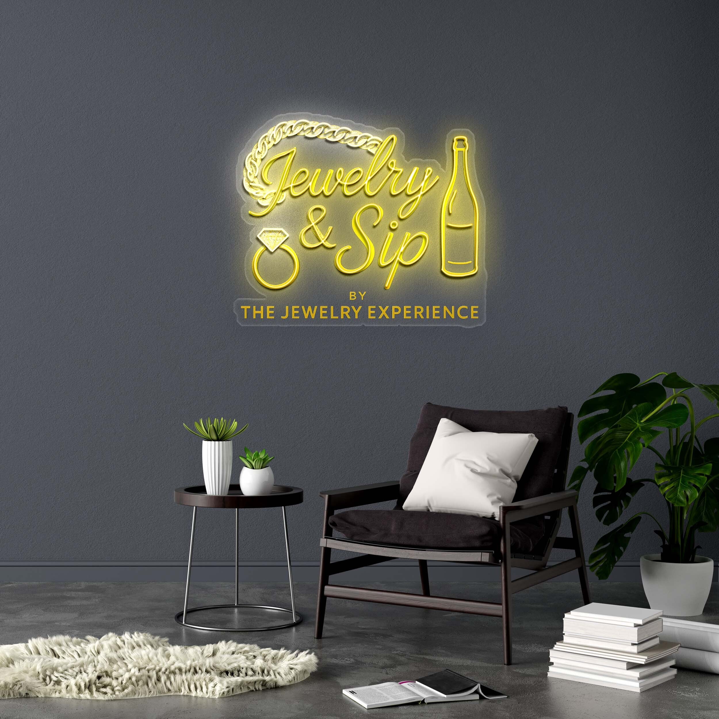 Jewelry & Sip - Premium Neon Artwork