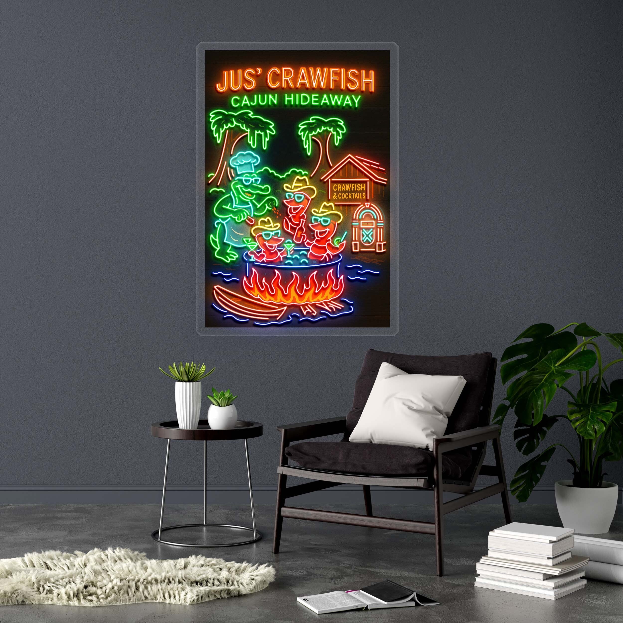 JUS' CRAWFISH - Premium Neon Artwork