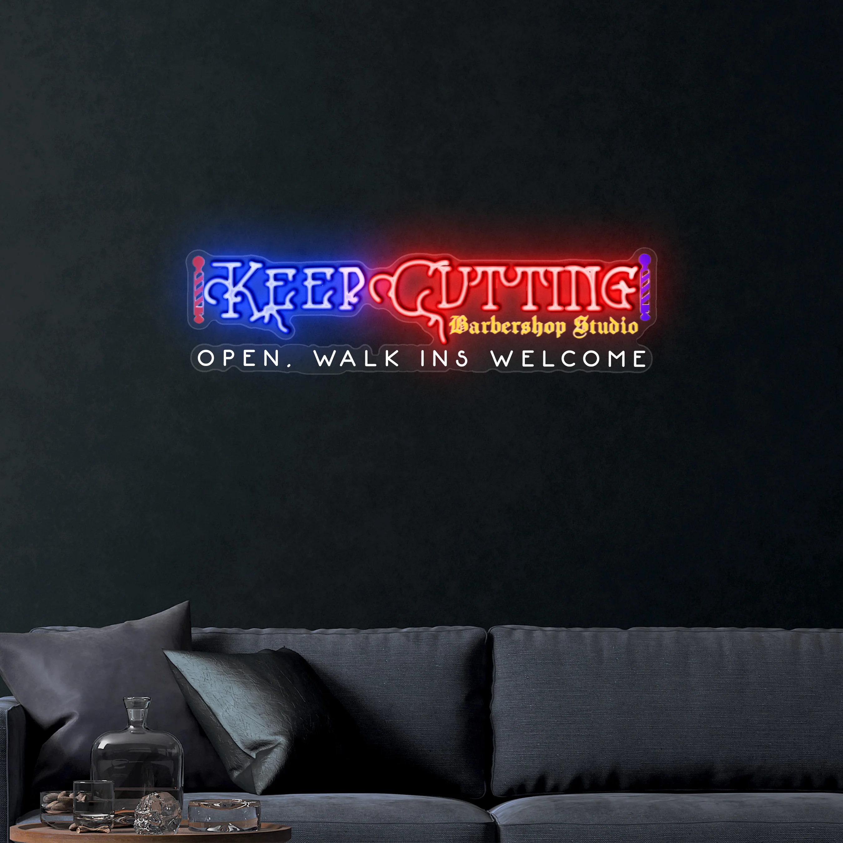Keep Cutting – Premium Neon Artwork