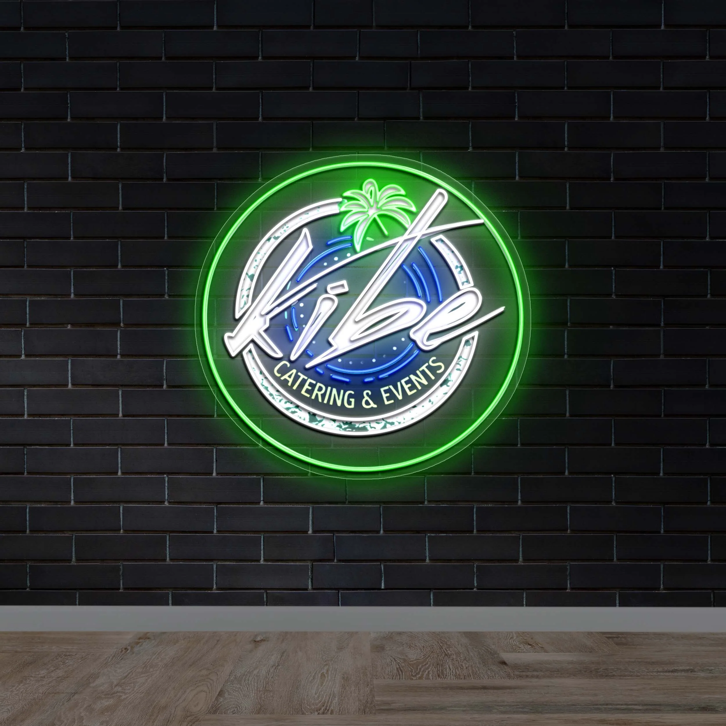 Kibe Catering & Events Circular Logo – Premium Neon Artwork