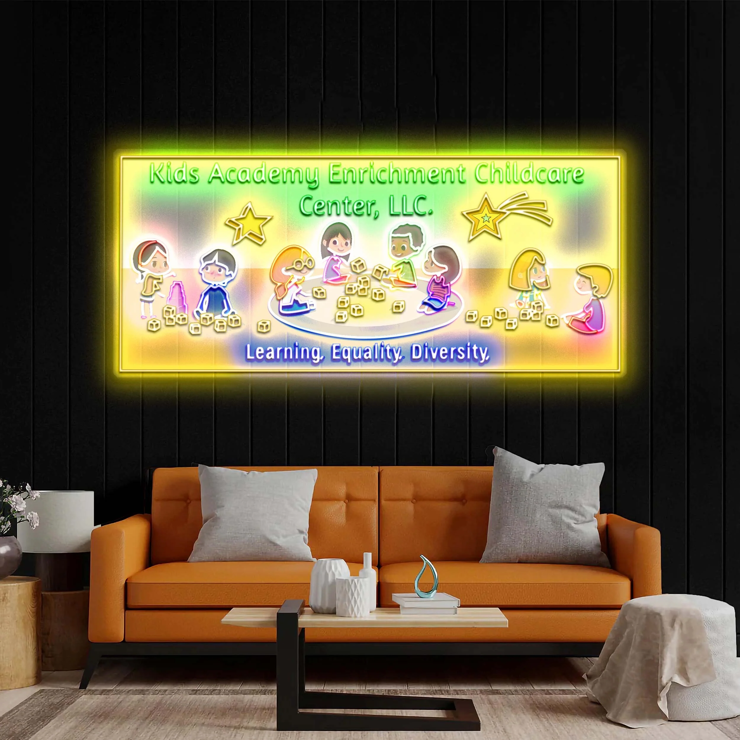 Kids Academy Enrichment Childcare Center - Premium Neon Artwork