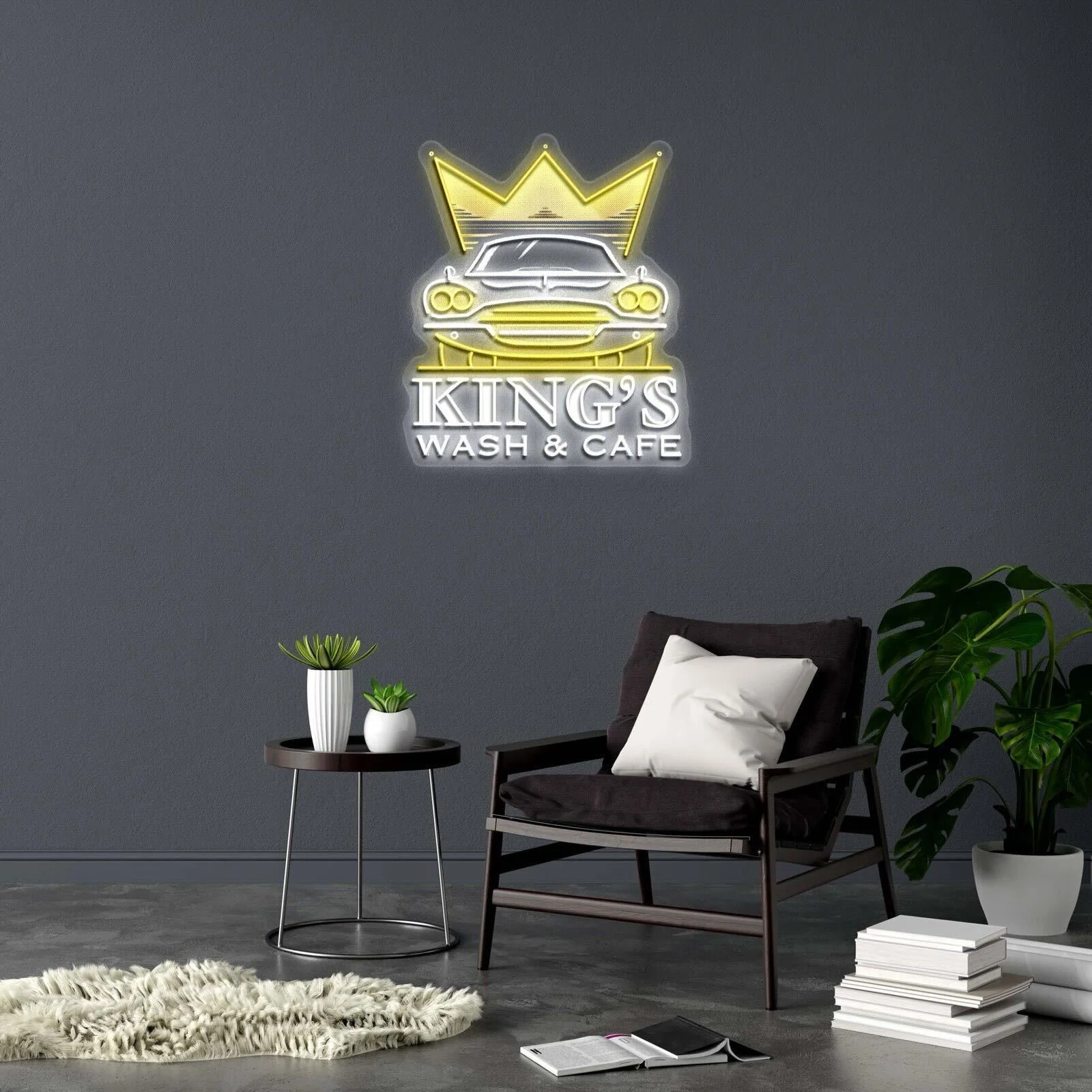 KING'S WASH & CAFE - Premium Neon Artwork