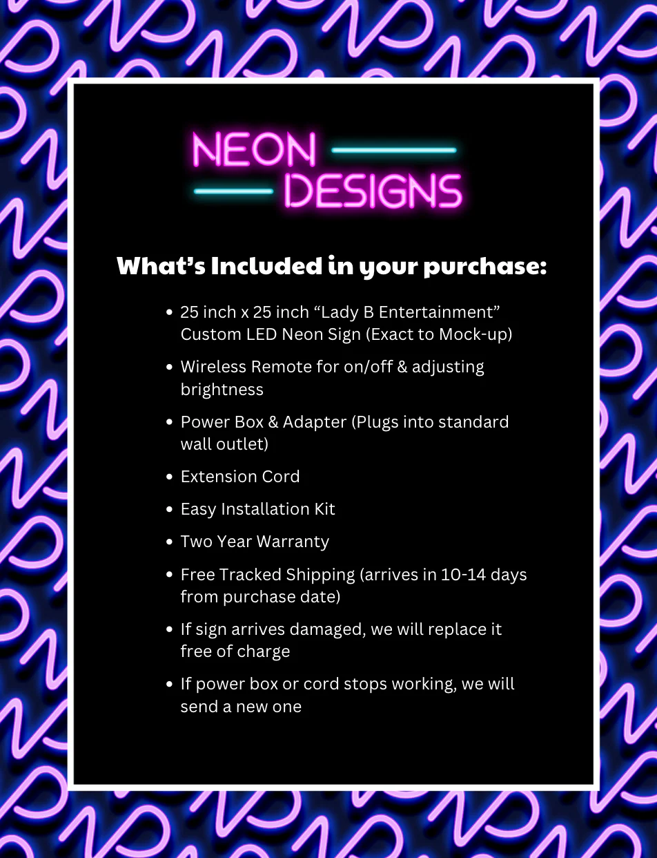 Lady B Entertainment - Premium Neon Artwork - Image 2