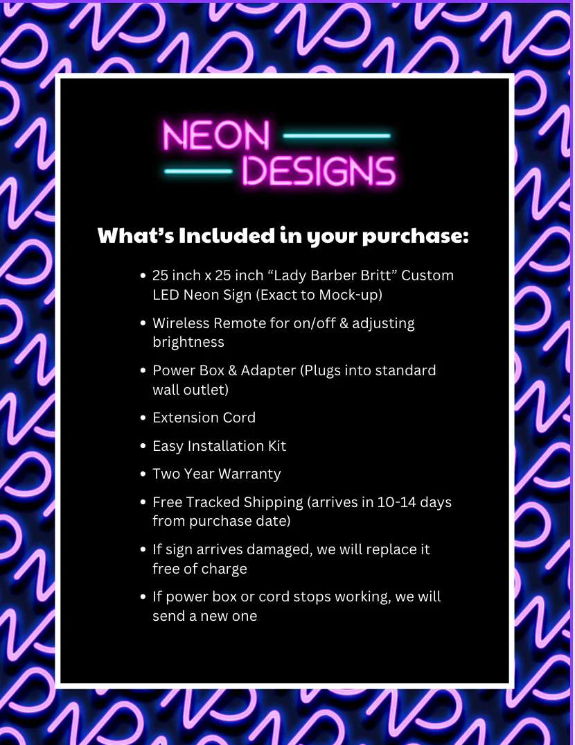 Lady Barber Britt - Premium Neon Artwork - Image 2