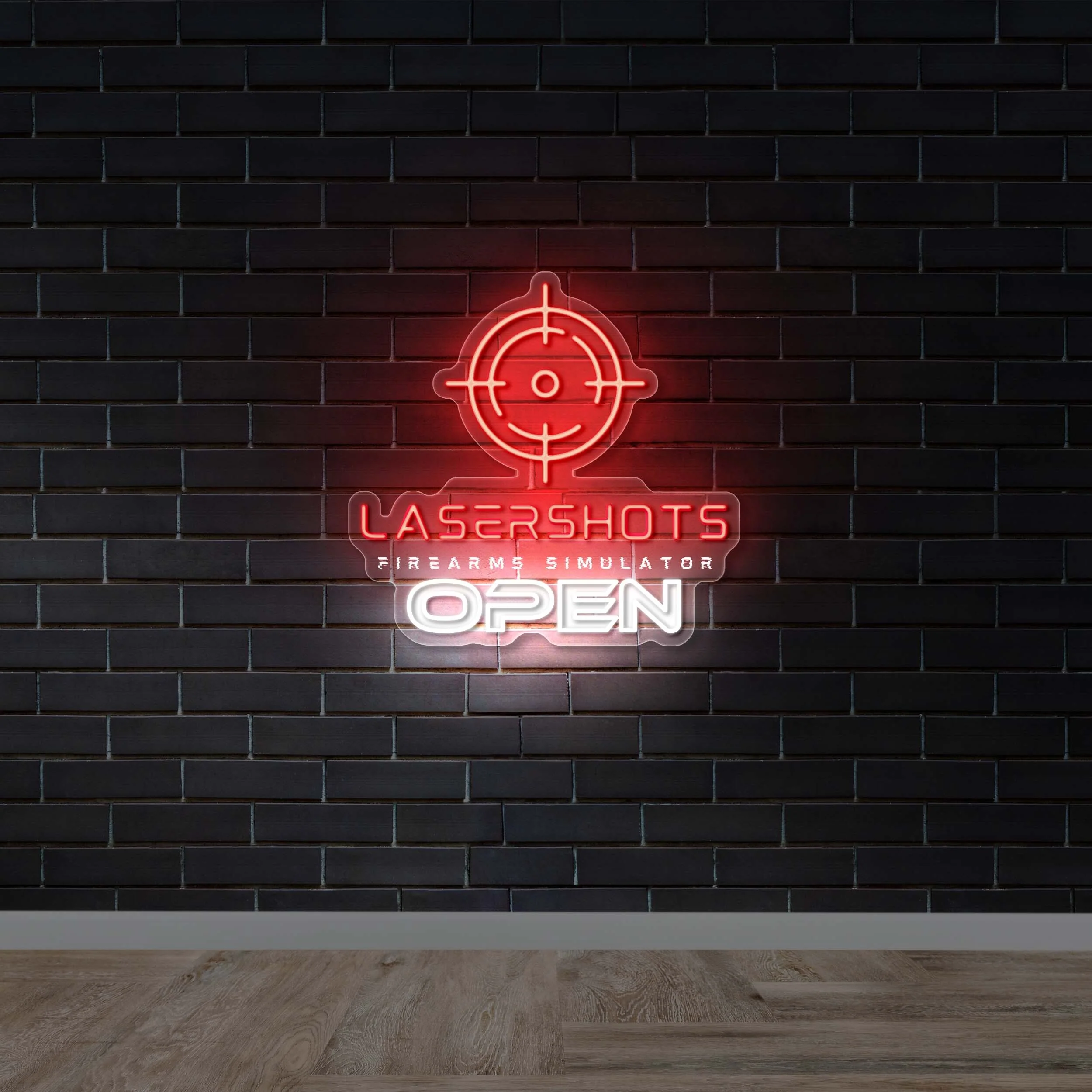 Laser Shots OPEN - Premium Neon Artwork