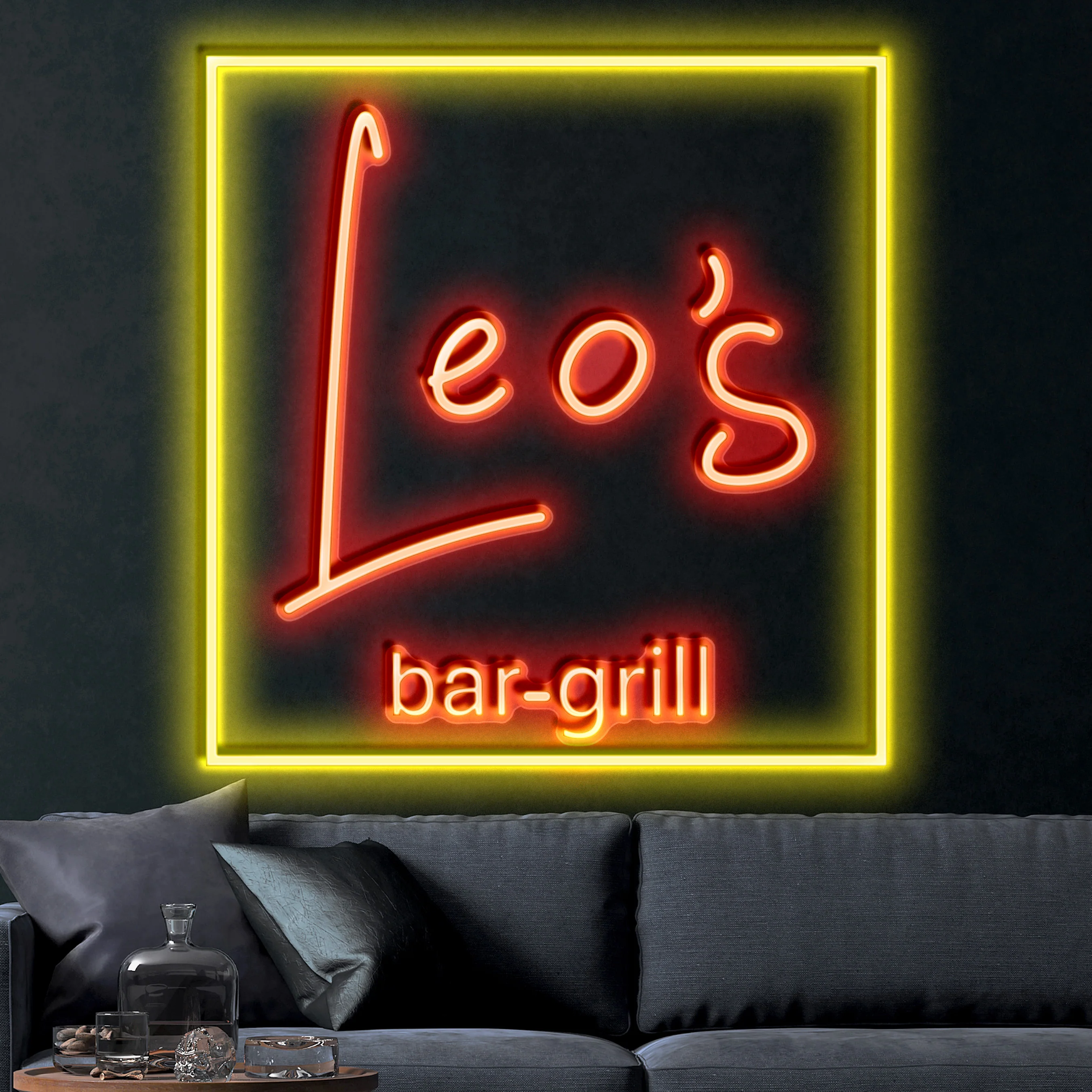 Leo's bar-grill (with border) – Premium Neon Artwork